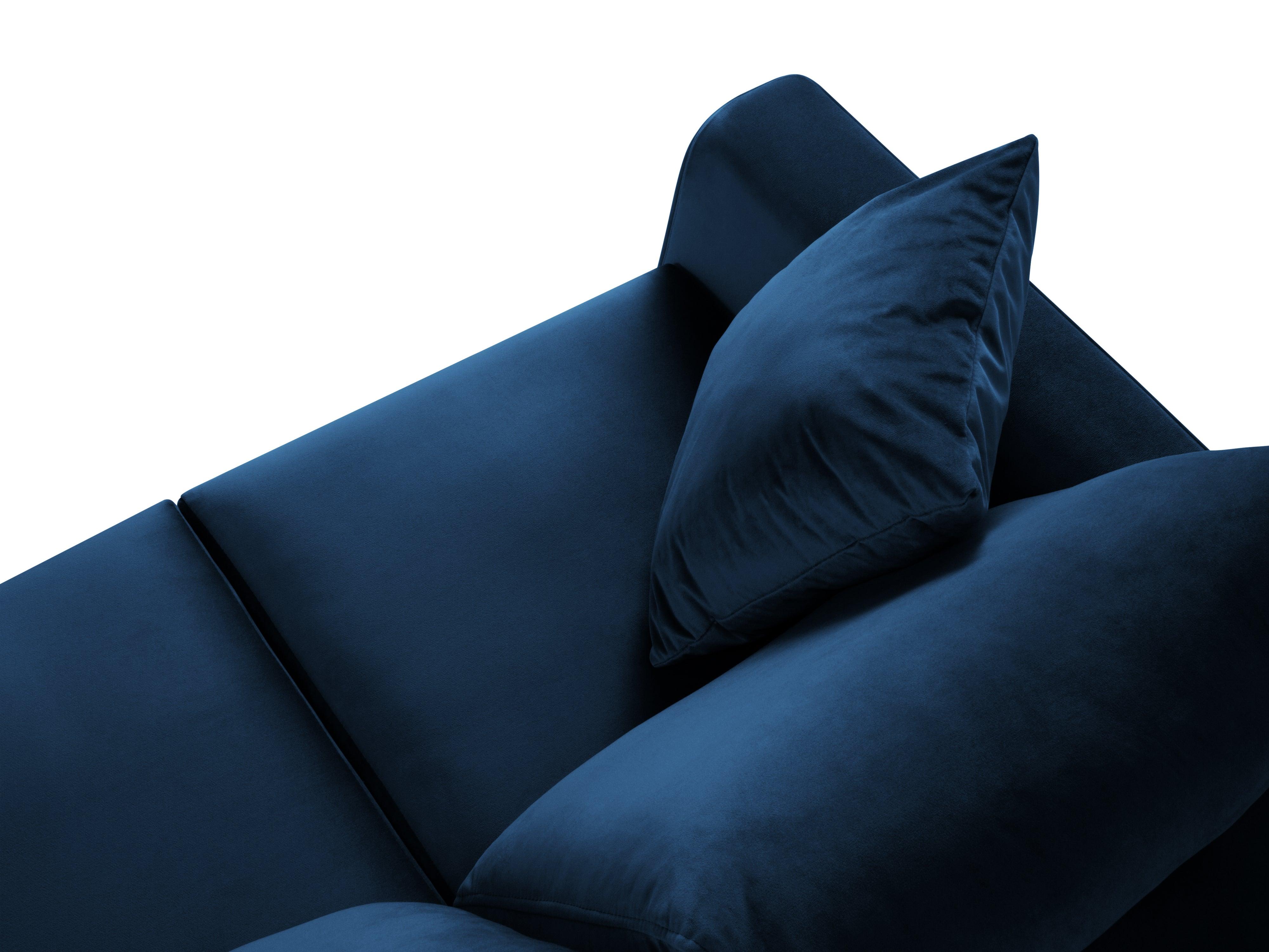 Sofa aksamitna z funkcją spania CARTADERA błękit królewski ze złotą podstawą Mazzini Sofas Eye on Design