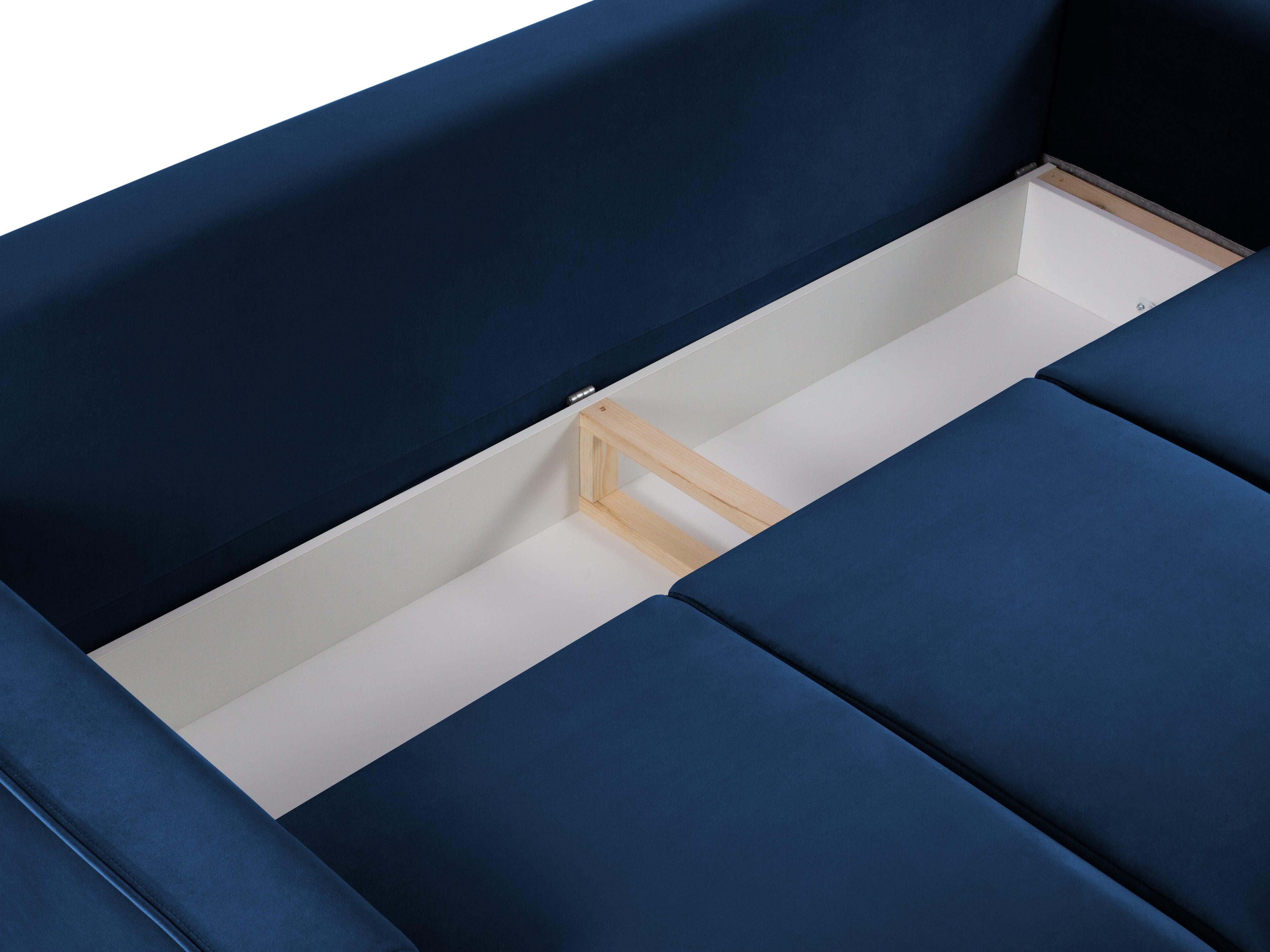 Sofa aksamitna z funkcją spania CARTADERA błękit królewski ze złotą podstawą Mazzini Sofas Eye on Design