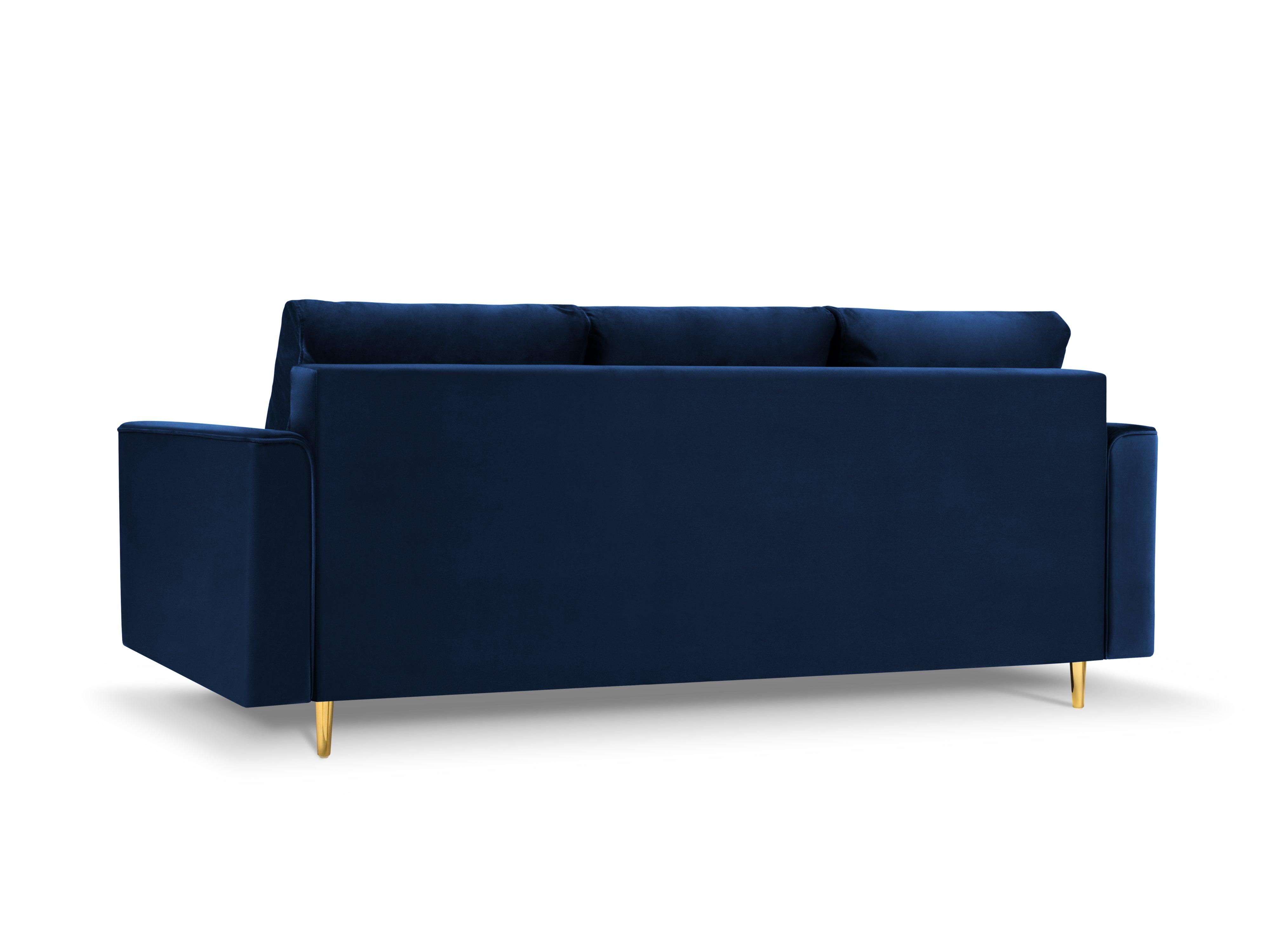 Sofa aksamitna z funkcją spania CARTADERA błękit królewski ze złotą podstawą Mazzini Sofas Eye on Design