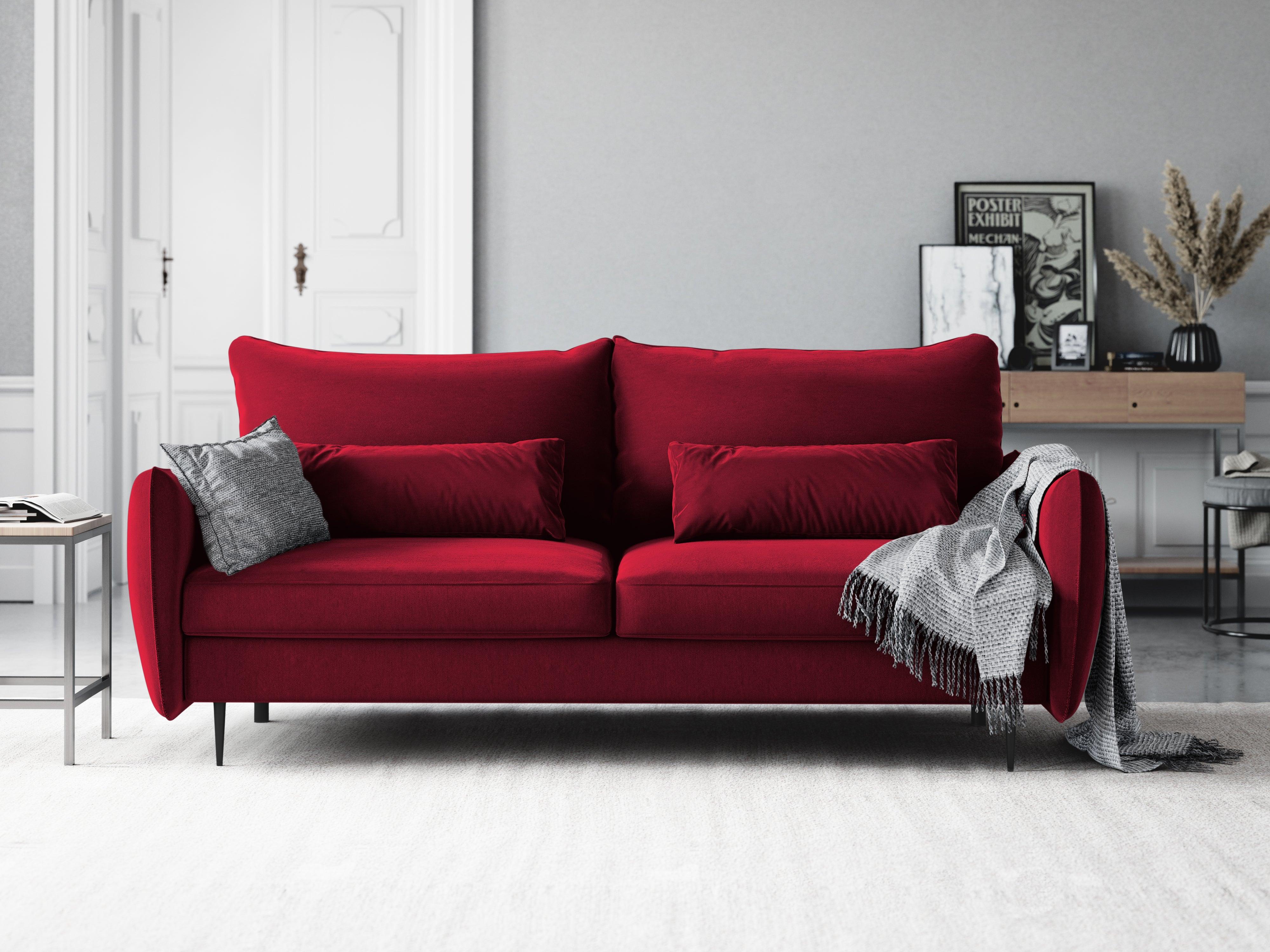 Sofa aksamitna z funkcją spania VERMONT czerwony Cosmopolitan Design Eye on Design