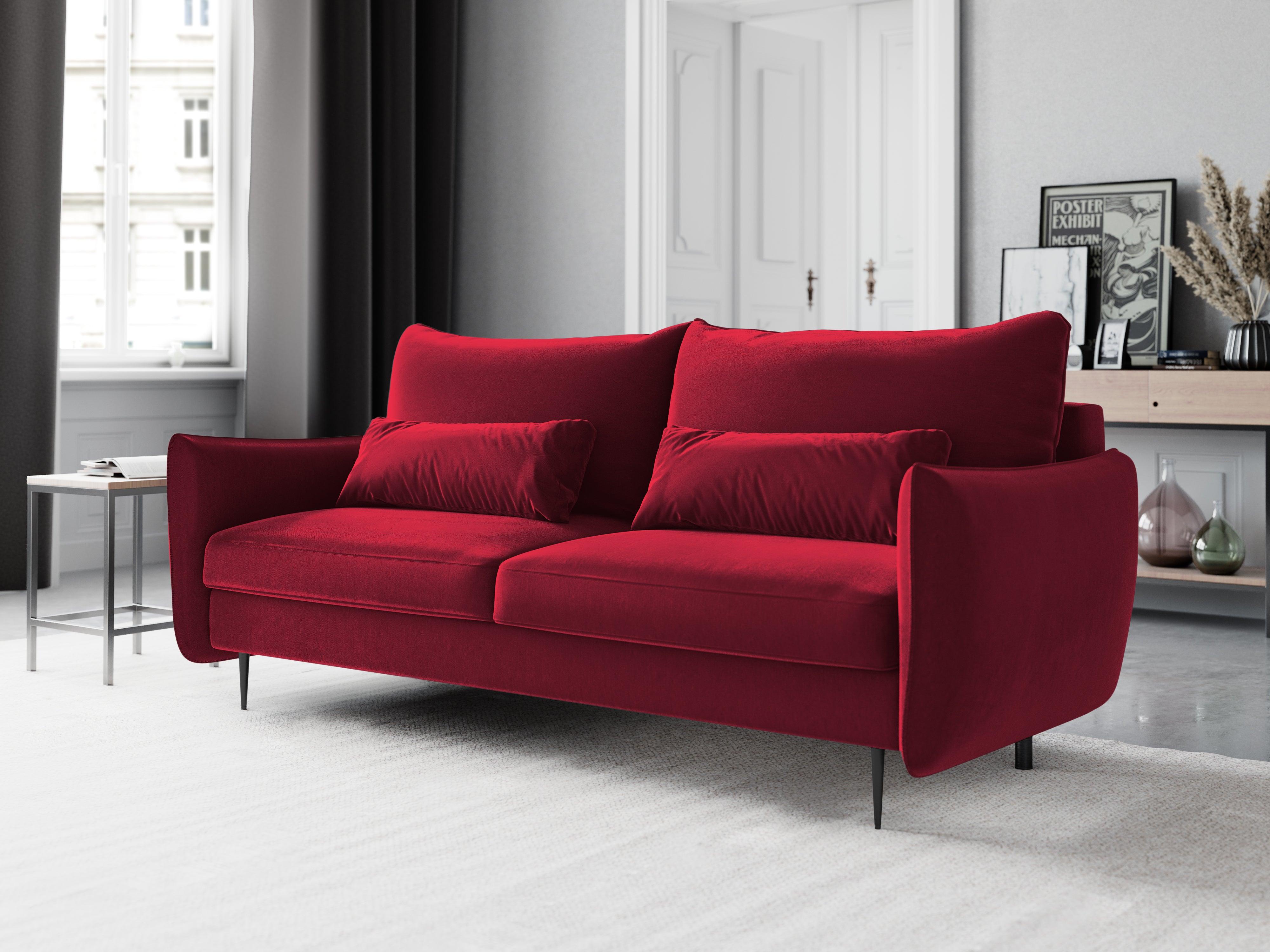 Sofa aksamitna z funkcją spania VERMONT czerwony Cosmopolitan Design Eye on Design