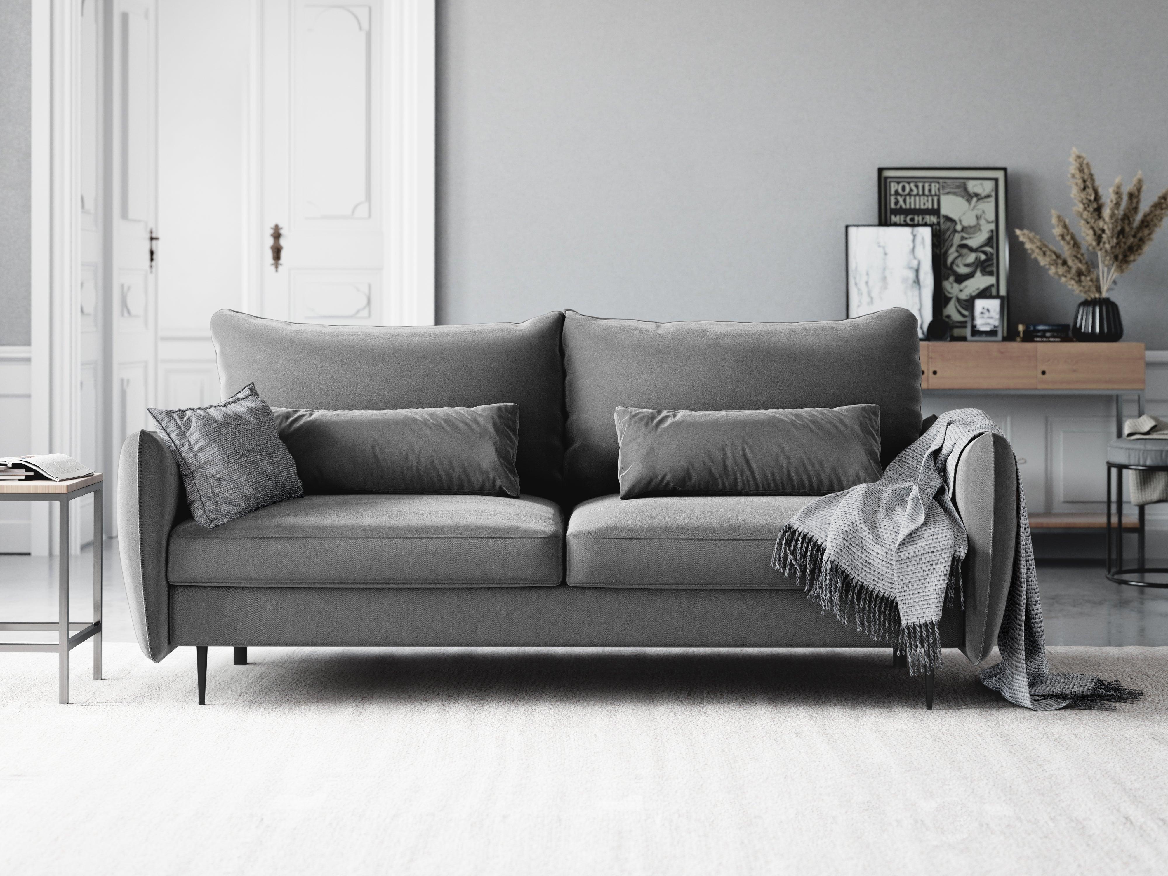 Sofa aksamitna z funkcją spania VERMONT szary Cosmopolitan Design Eye on Design