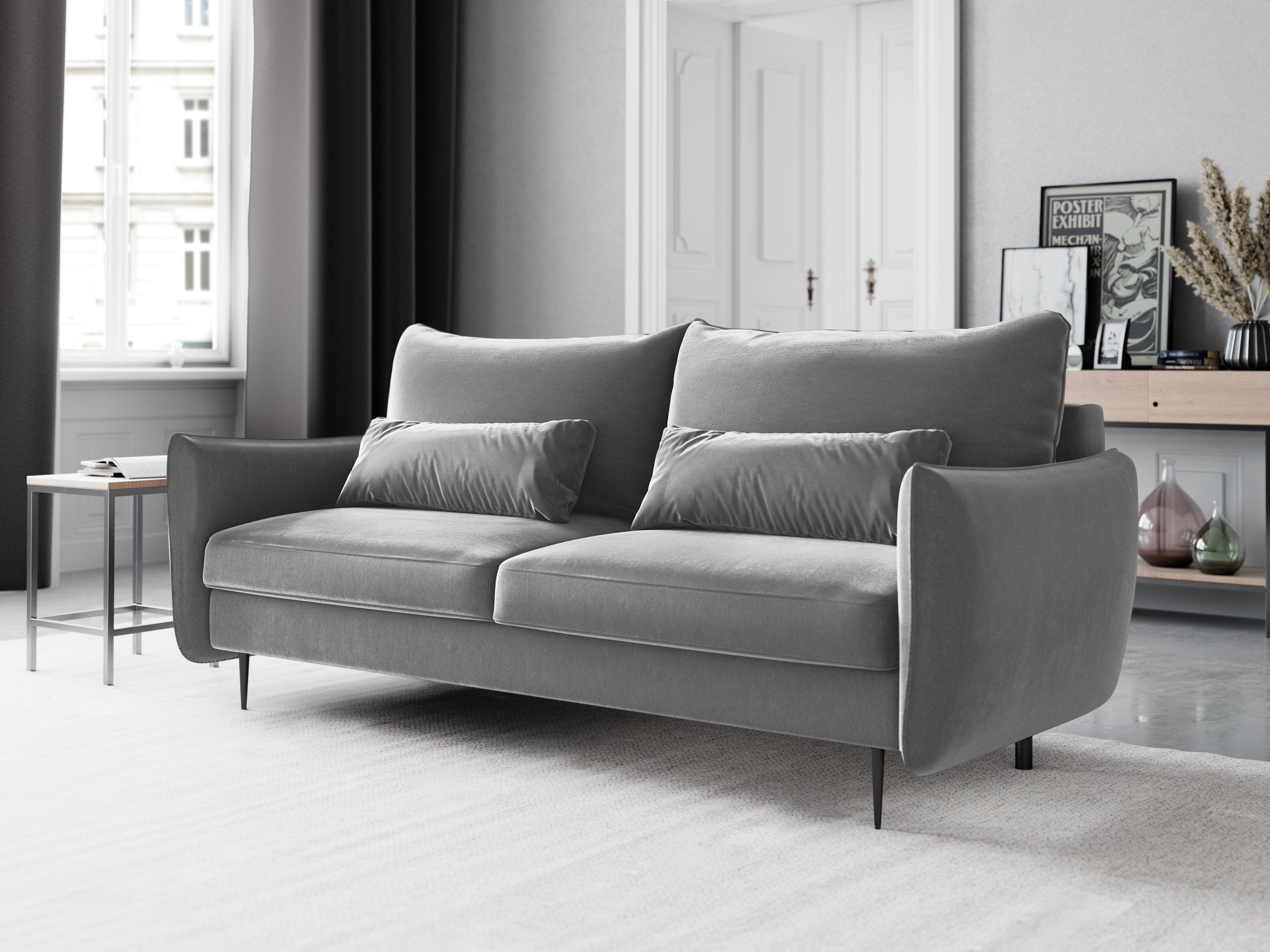 Sofa aksamitna z funkcją spania VERMONT szary Cosmopolitan Design Eye on Design