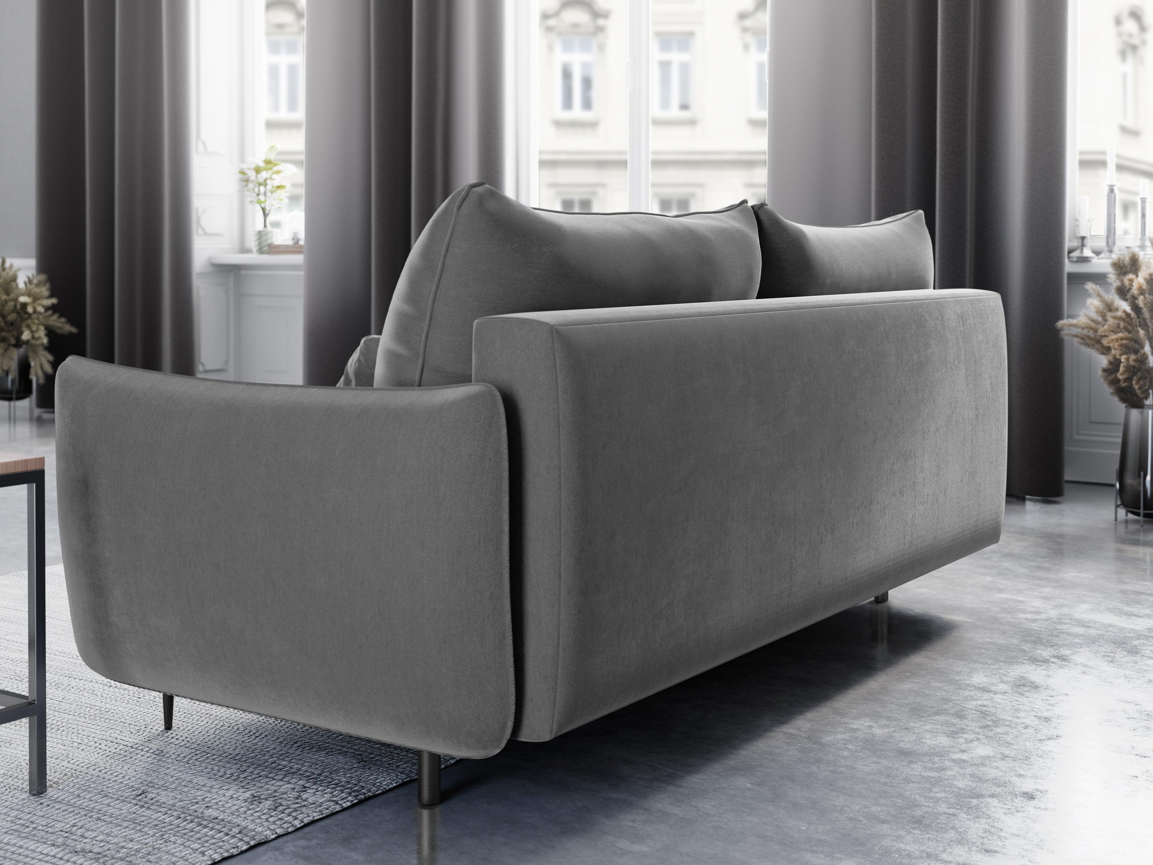 Sofa aksamitna z funkcją spania VERMONT szary Cosmopolitan Design Eye on Design