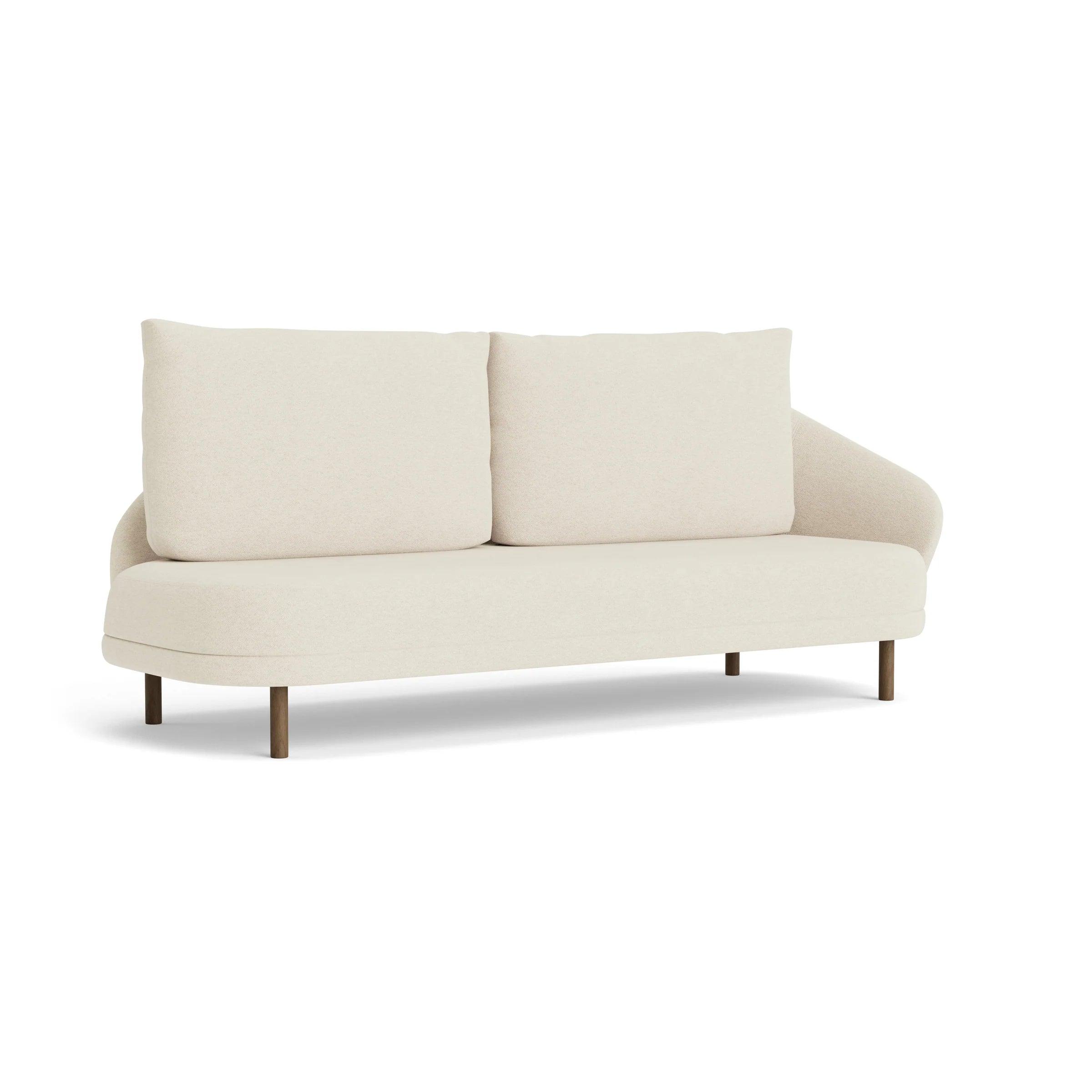 Sofa lewostronna NEW WAVE dębowy NORR11 ciemnobrązowy dębowy tkanina boucle kremowy Eye on Design
