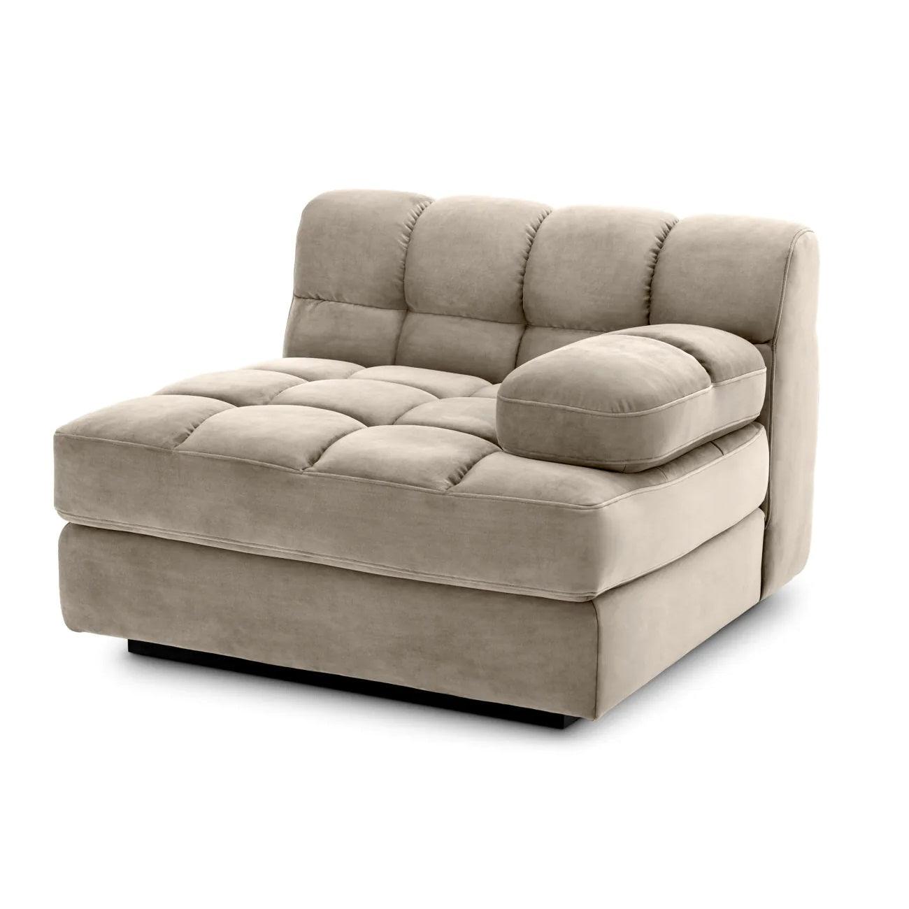 Sofa modułowa aksamitna DEAN - siedzisko narożne beżowe Eichholtz prawostronny Eye on Design