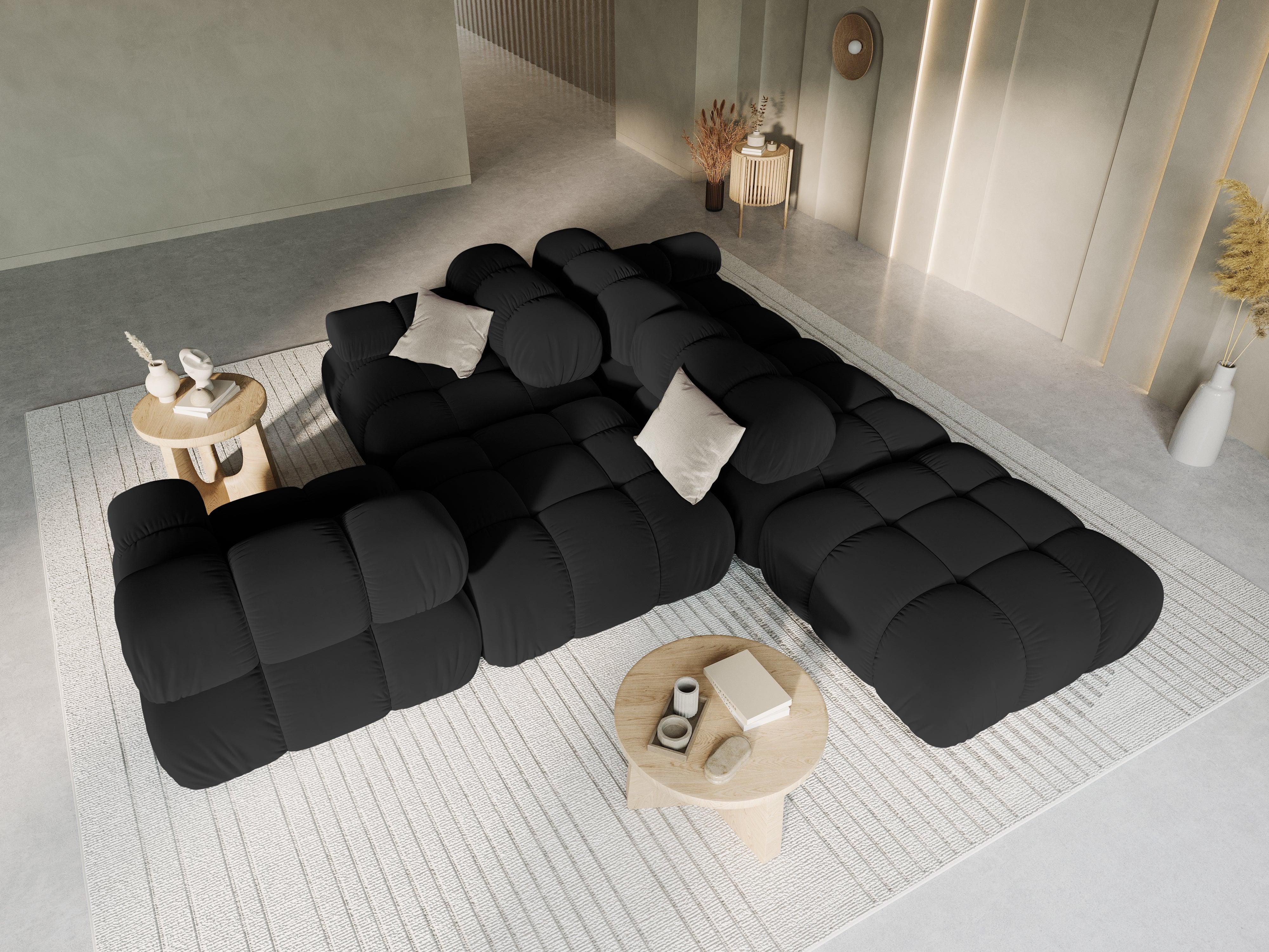 Sofa modułowa aksamitna prawostronna 4-osobowa TROPEA czarny Milo Casa Eye on Design