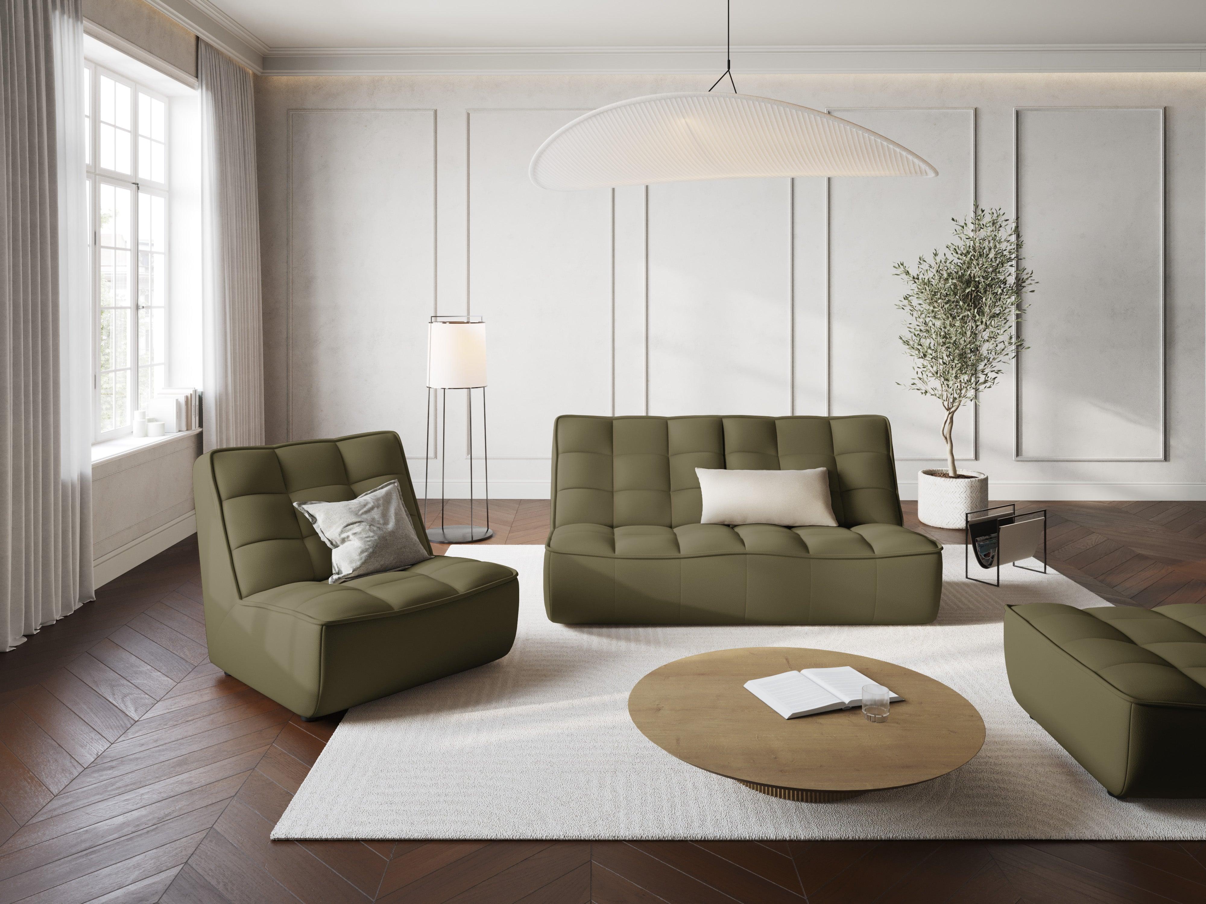 Sofa skórzana 2-osobowa MONI oliwkowy Maison Heritage Eye on Design