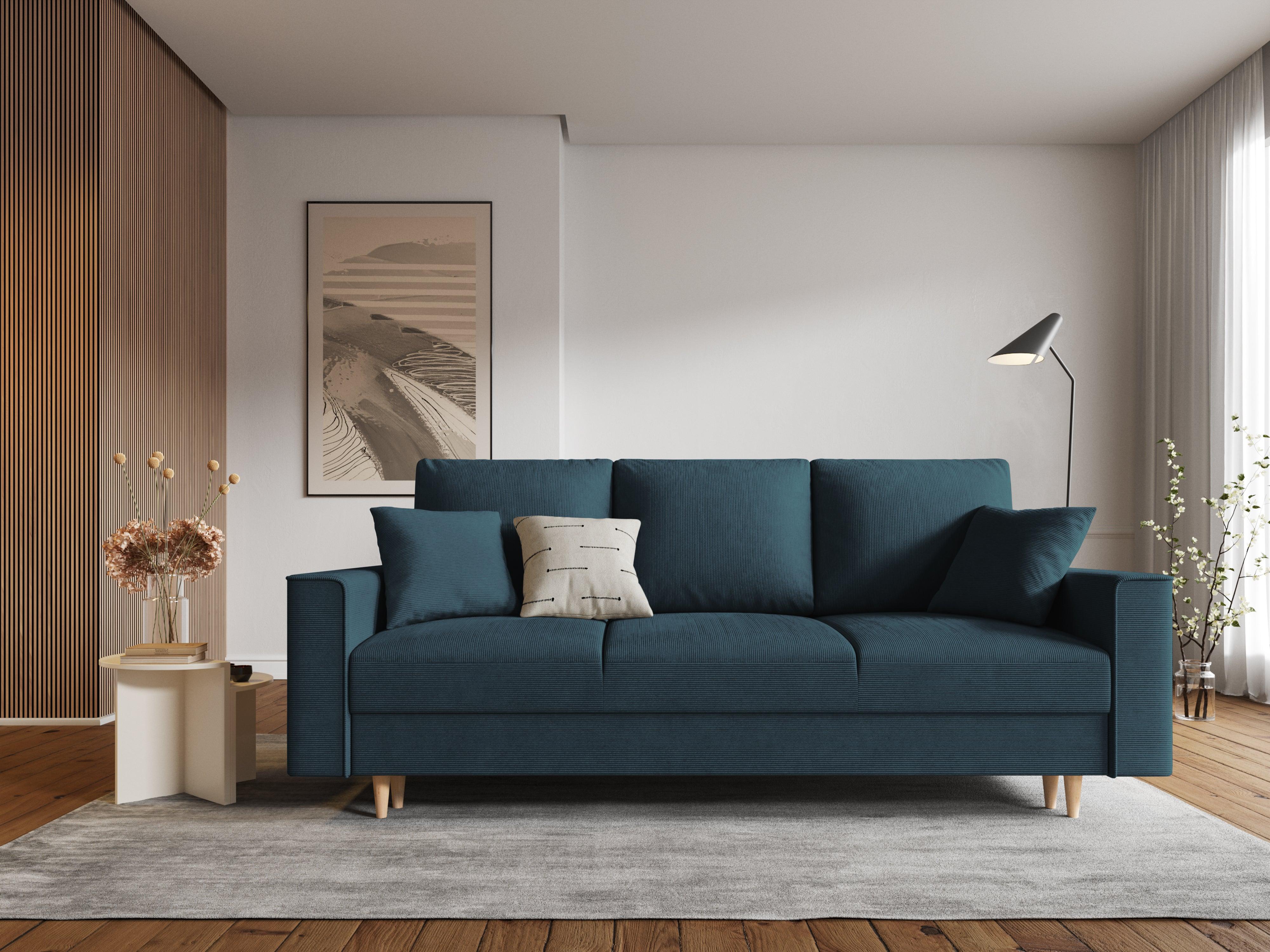 Sofa sztruksowa z funkcją spania CARTADERA granatowy Mazzini Sofas Eye on Design