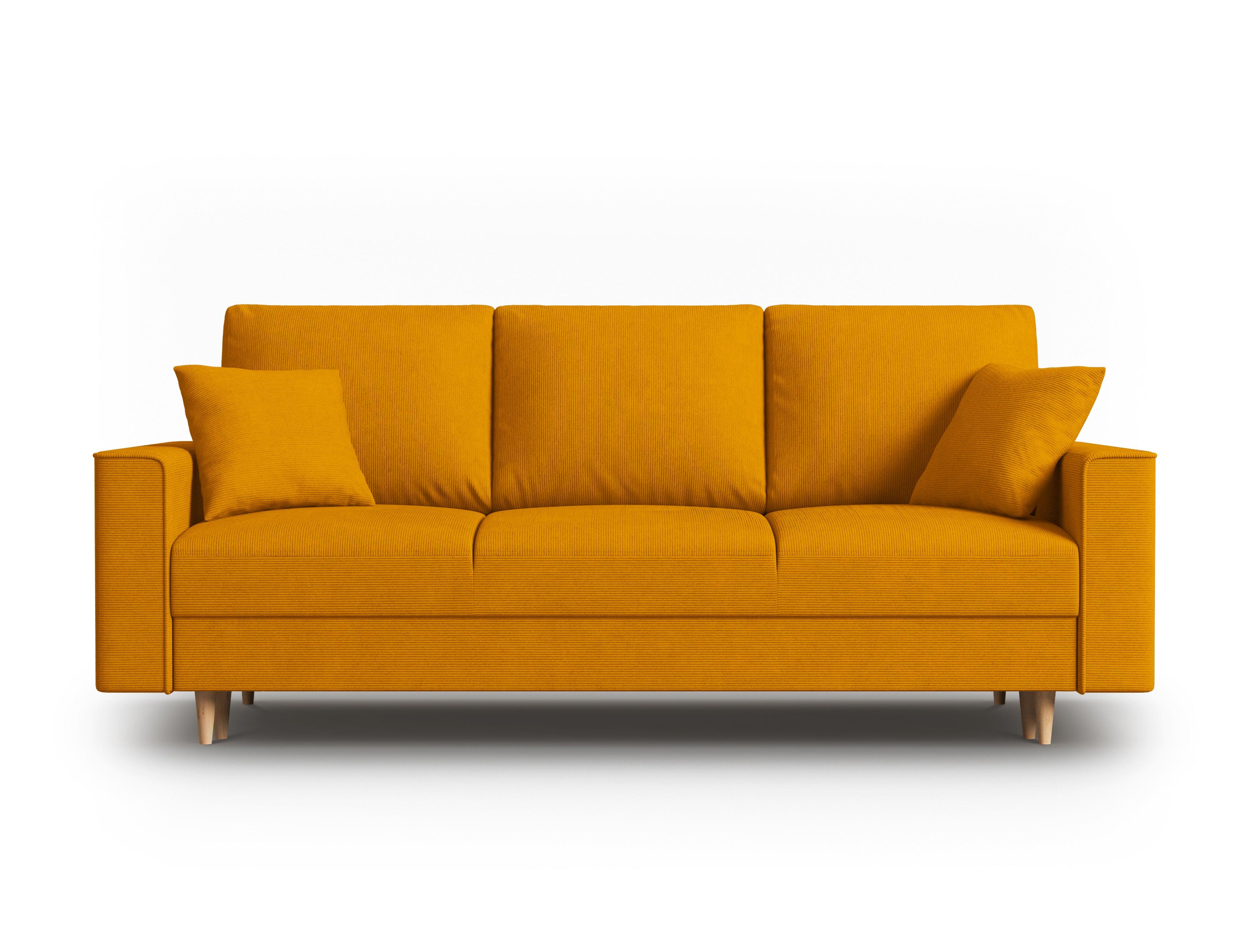 Sofa sztruksowa z funkcją spania CARTADERA musztardowy Mazzini Sofas Eye on Design