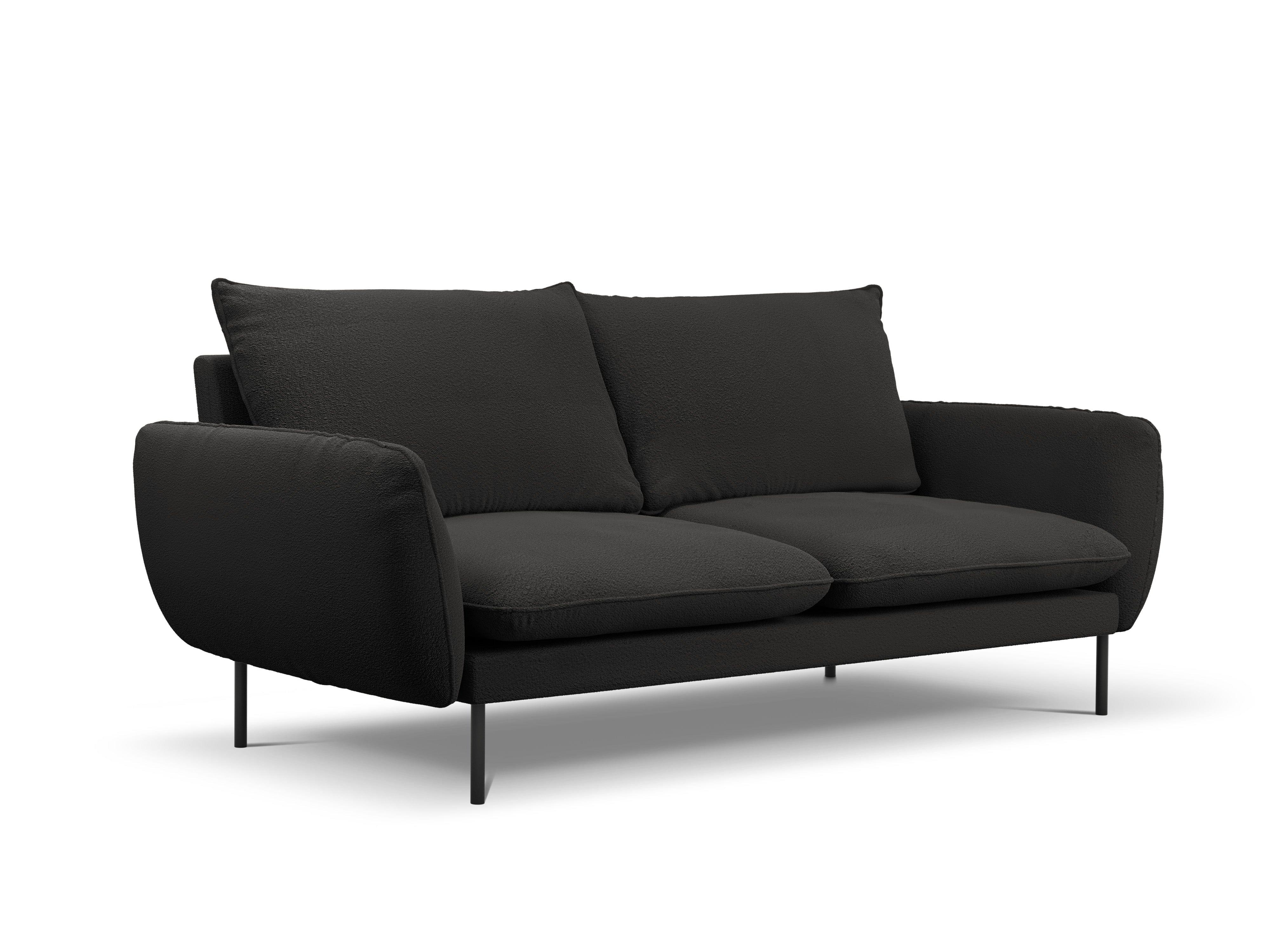 Sofa w tkaninie boucle 3-osobowa VIENNA czarny z czarną podstawą Cosmopolitan Design Eye on Design