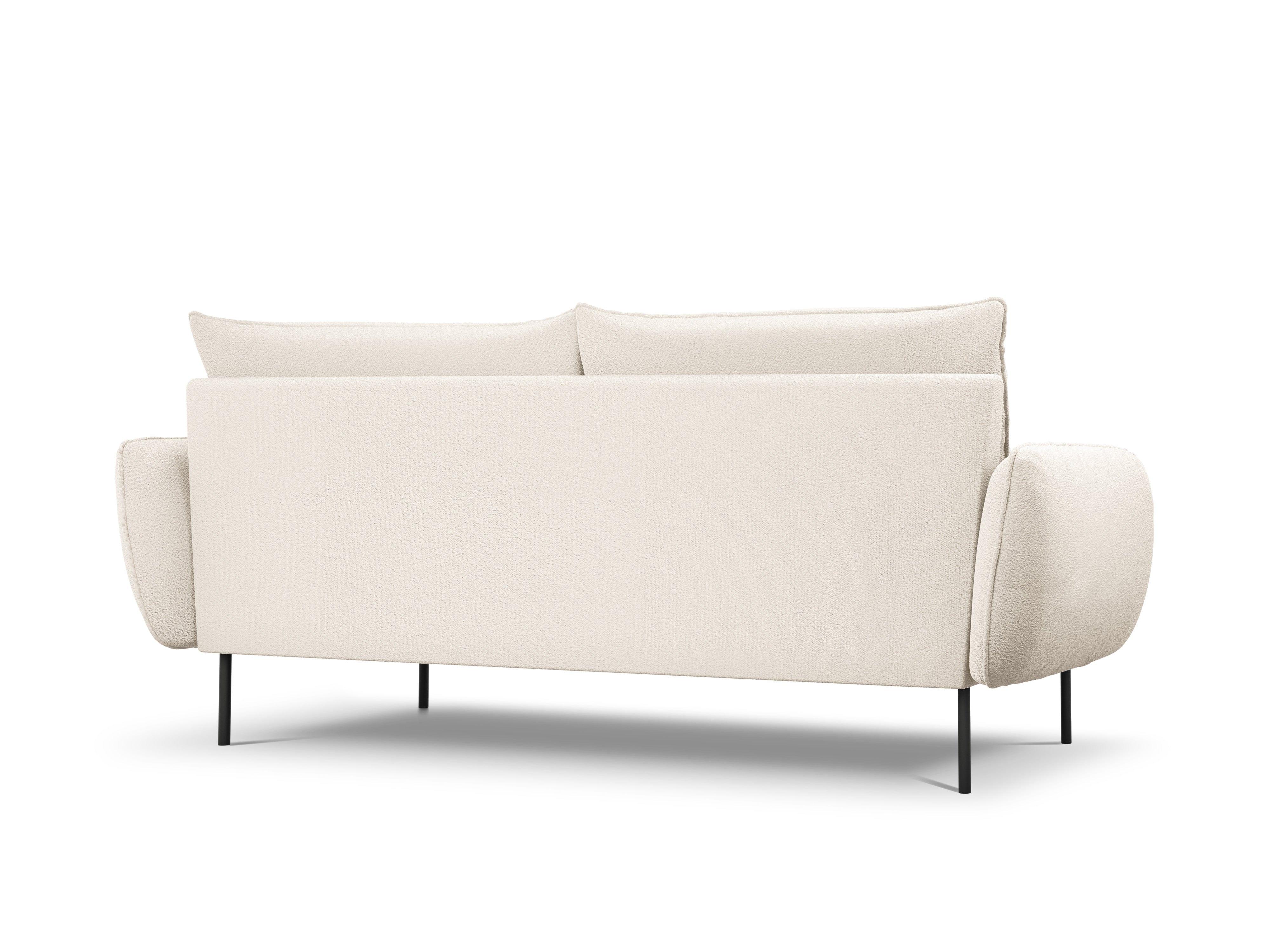 Sofa w tkaninie boucle 4-osobowa VIENNA beżowy z czarną podstawą Cosmopolitan Design Eye on Design