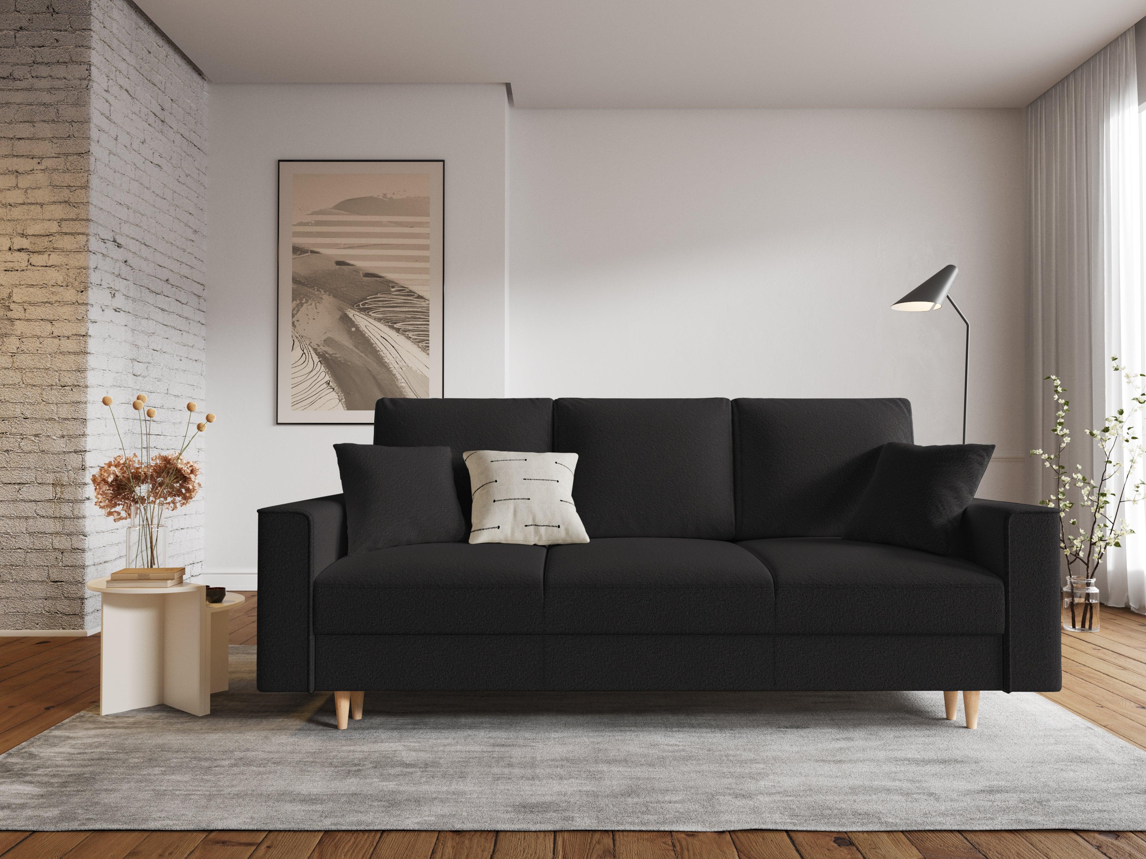 Sofa w tkaninie boucle z funkcją spania CARTADERA czarny Mazzini Sofas Eye on Design