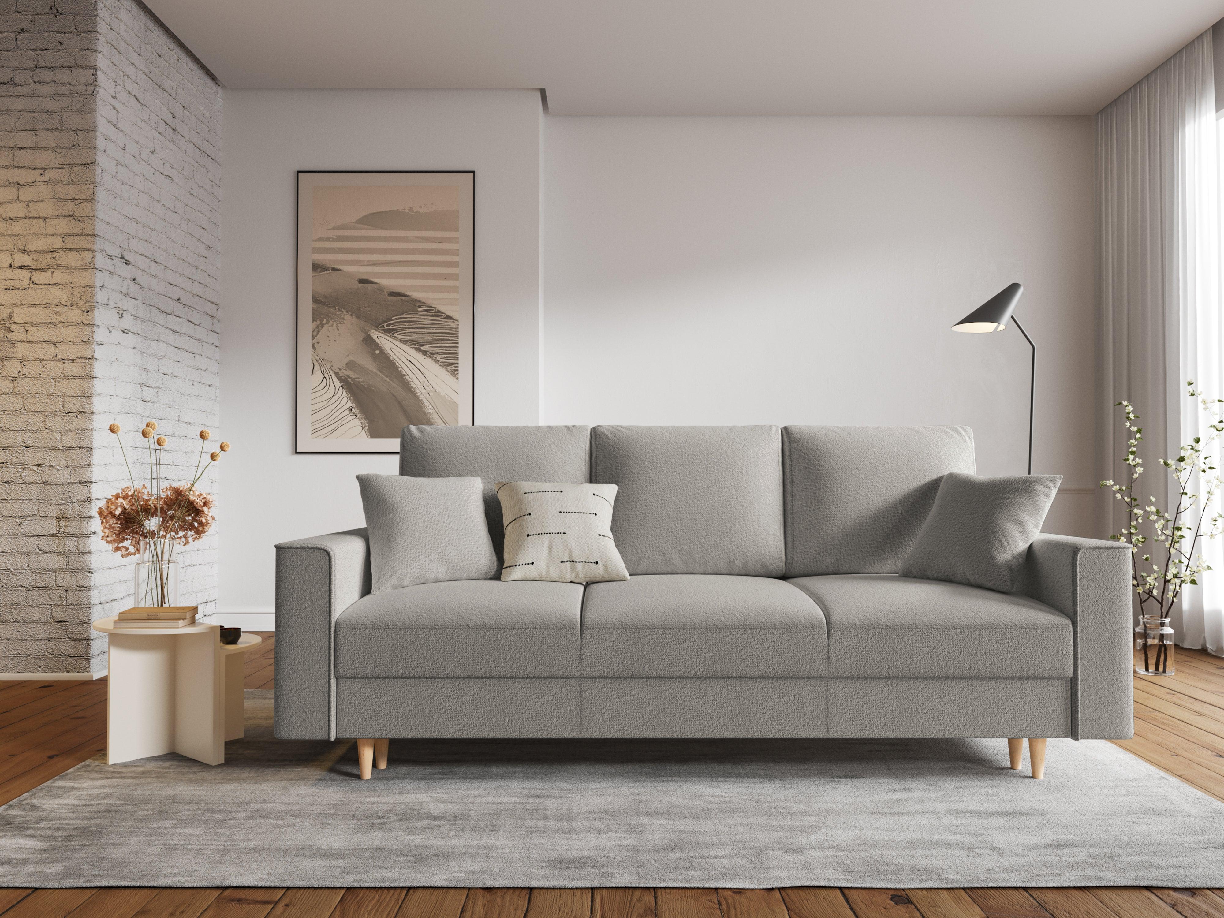 Sofa w tkaninie boucle z funkcją spania CARTADERA szary Mazzini Sofas Eye on Design