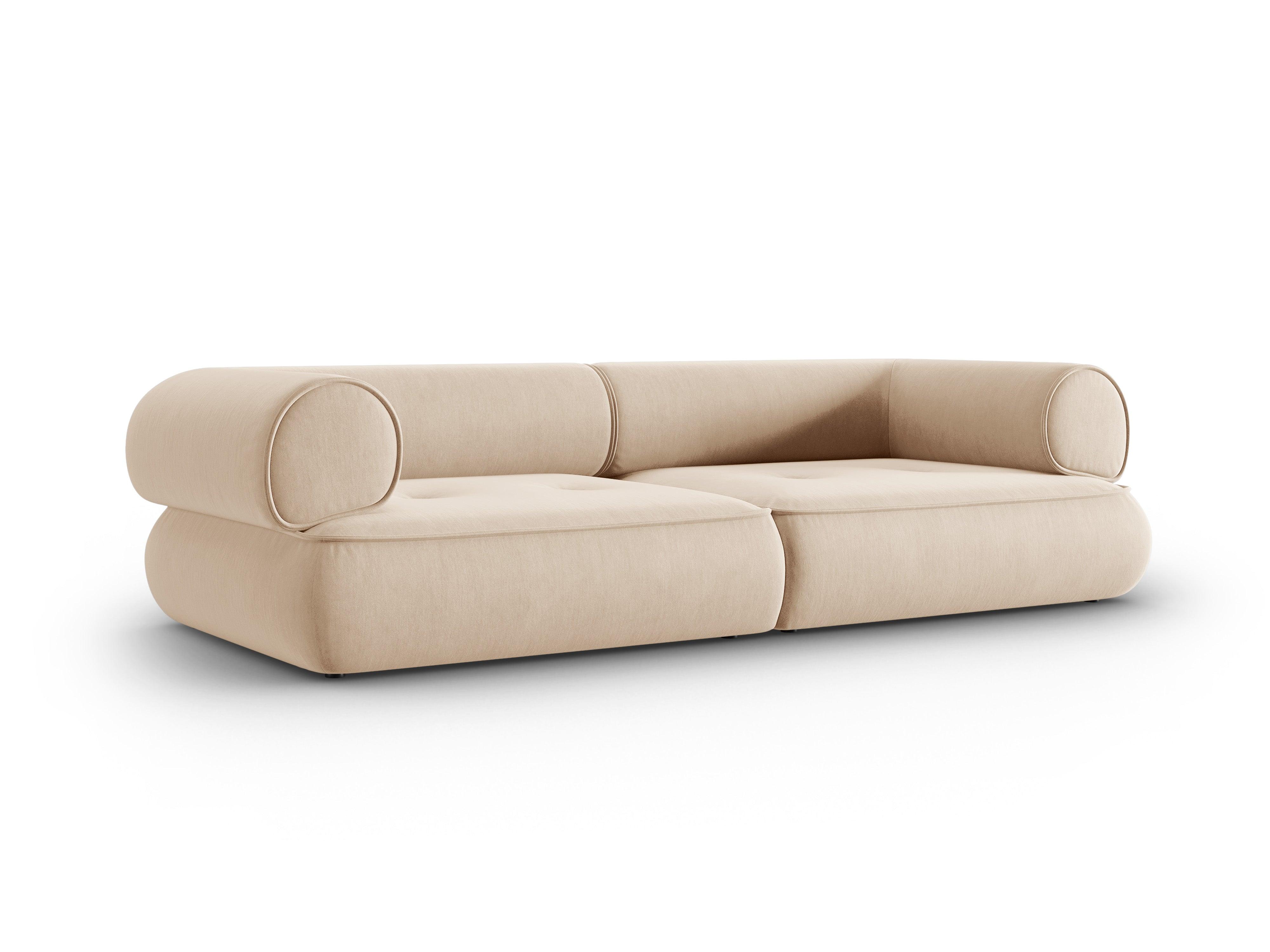 Sofa w tkaninie szenilowej 3-osobowa LILY beżowy Maison Heritage Eye on Design