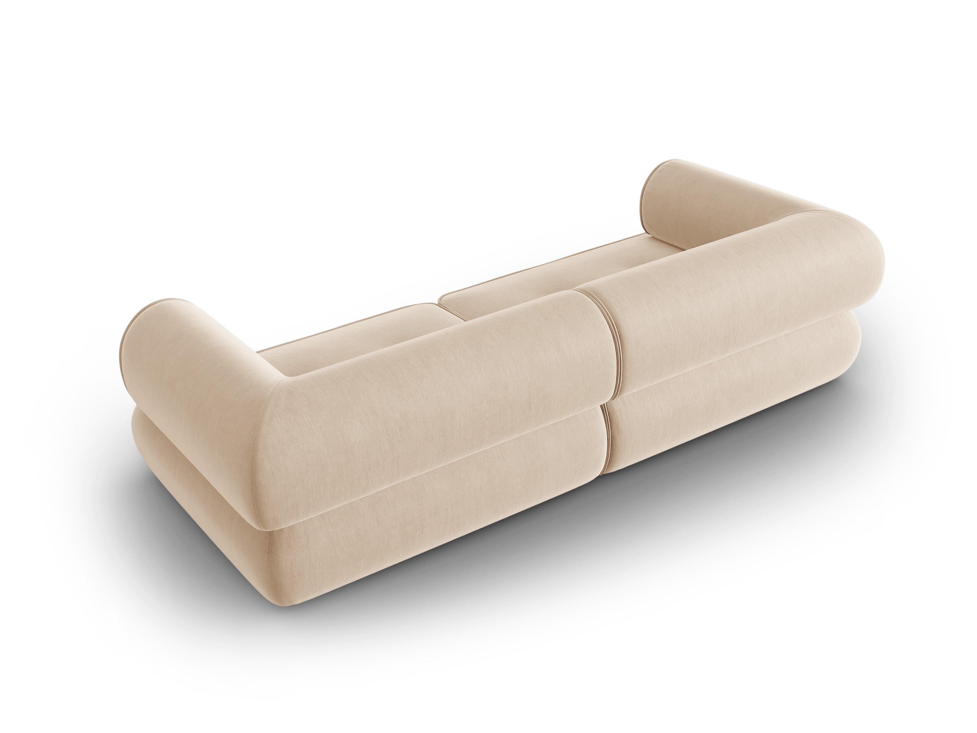 Sofa w tkaninie szenilowej 3-osobowa LILY beżowy Maison Heritage Eye on Design
