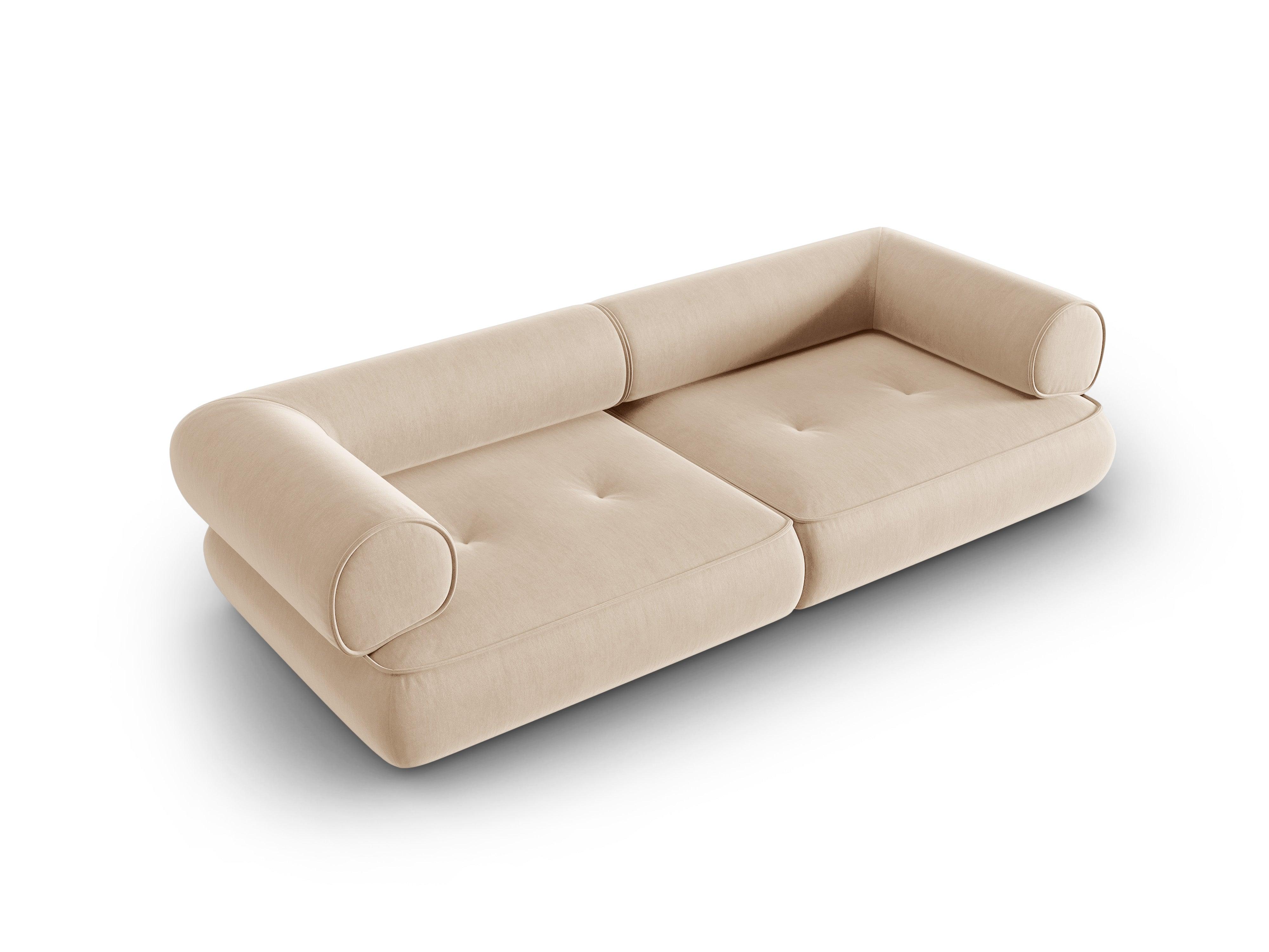 Sofa w tkaninie szenilowej 3-osobowa LILY beżowy Maison Heritage Eye on Design