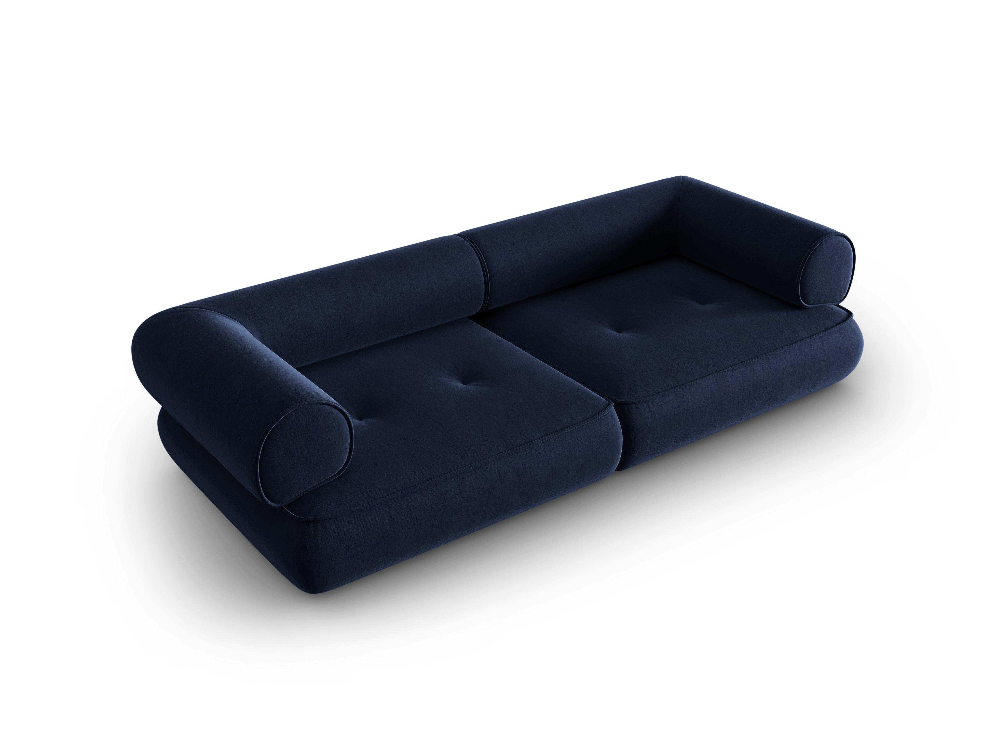 Sofa w tkaninie szenilowej 3-osobowa LILY ciemnoniebieski Maison Heritage Eye on Design