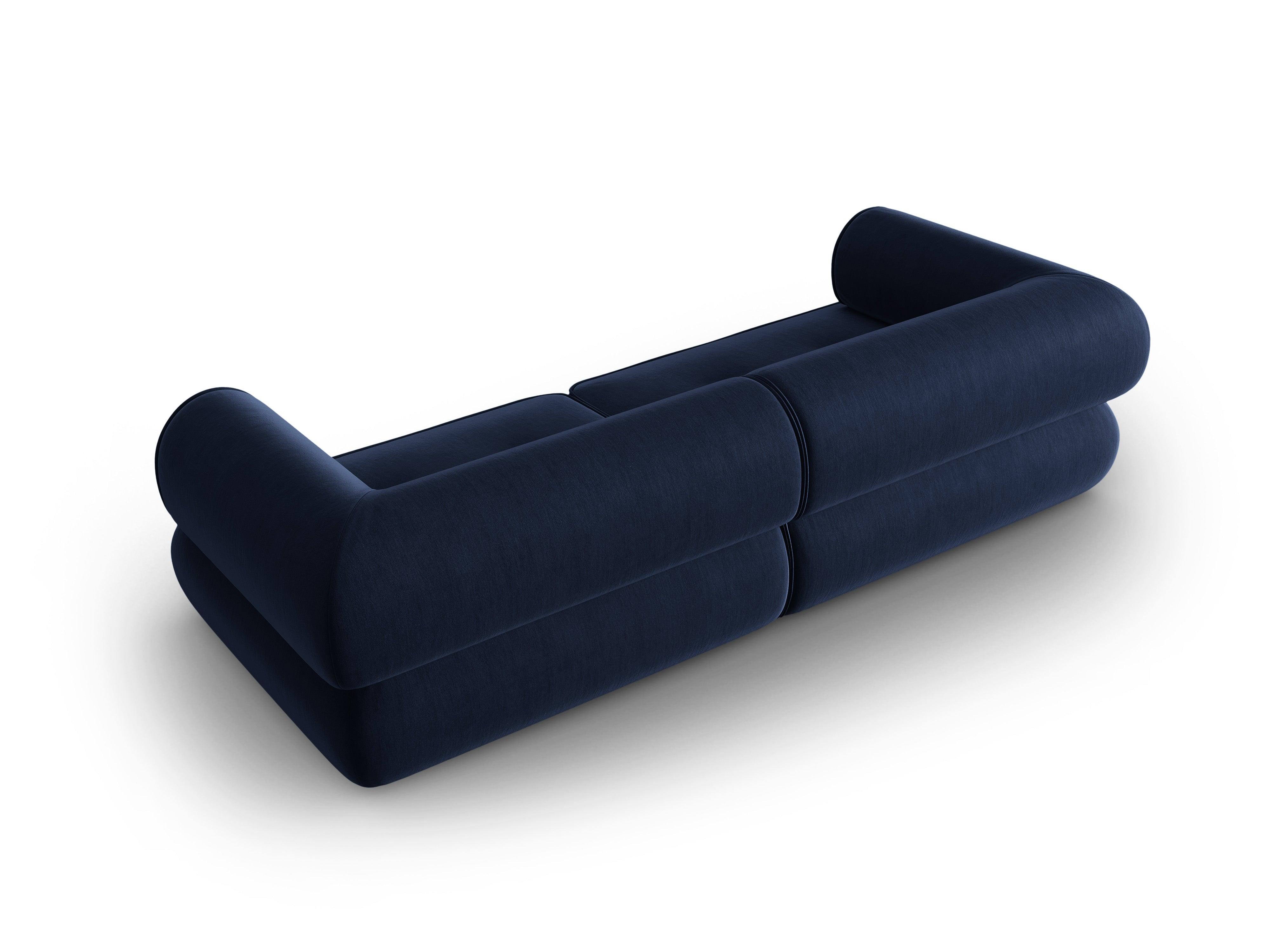 Sofa w tkaninie szenilowej 3-osobowa LILY ciemnoniebieski Maison Heritage Eye on Design