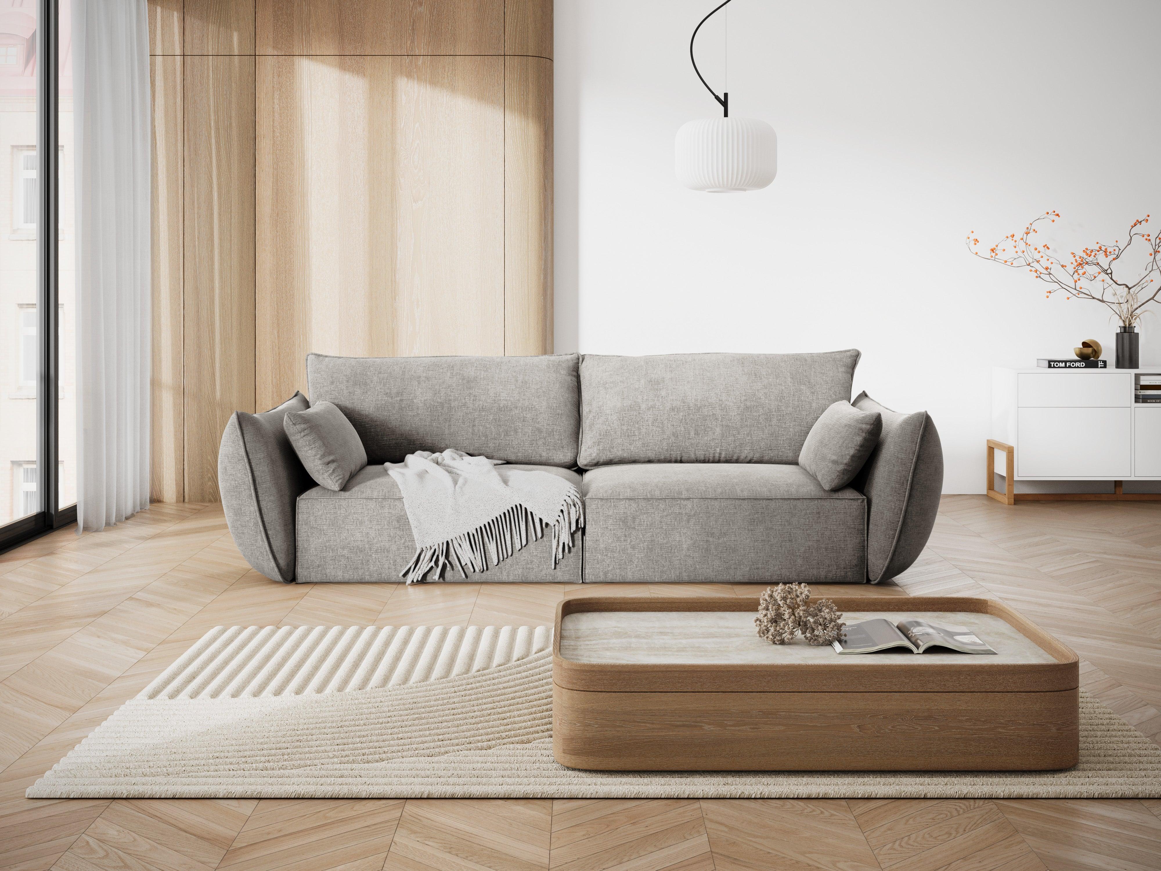 Sofa w tkaninie szenilowej 3-osobowa VANDA jasnoszary Mazzini Sofas Eye on Design