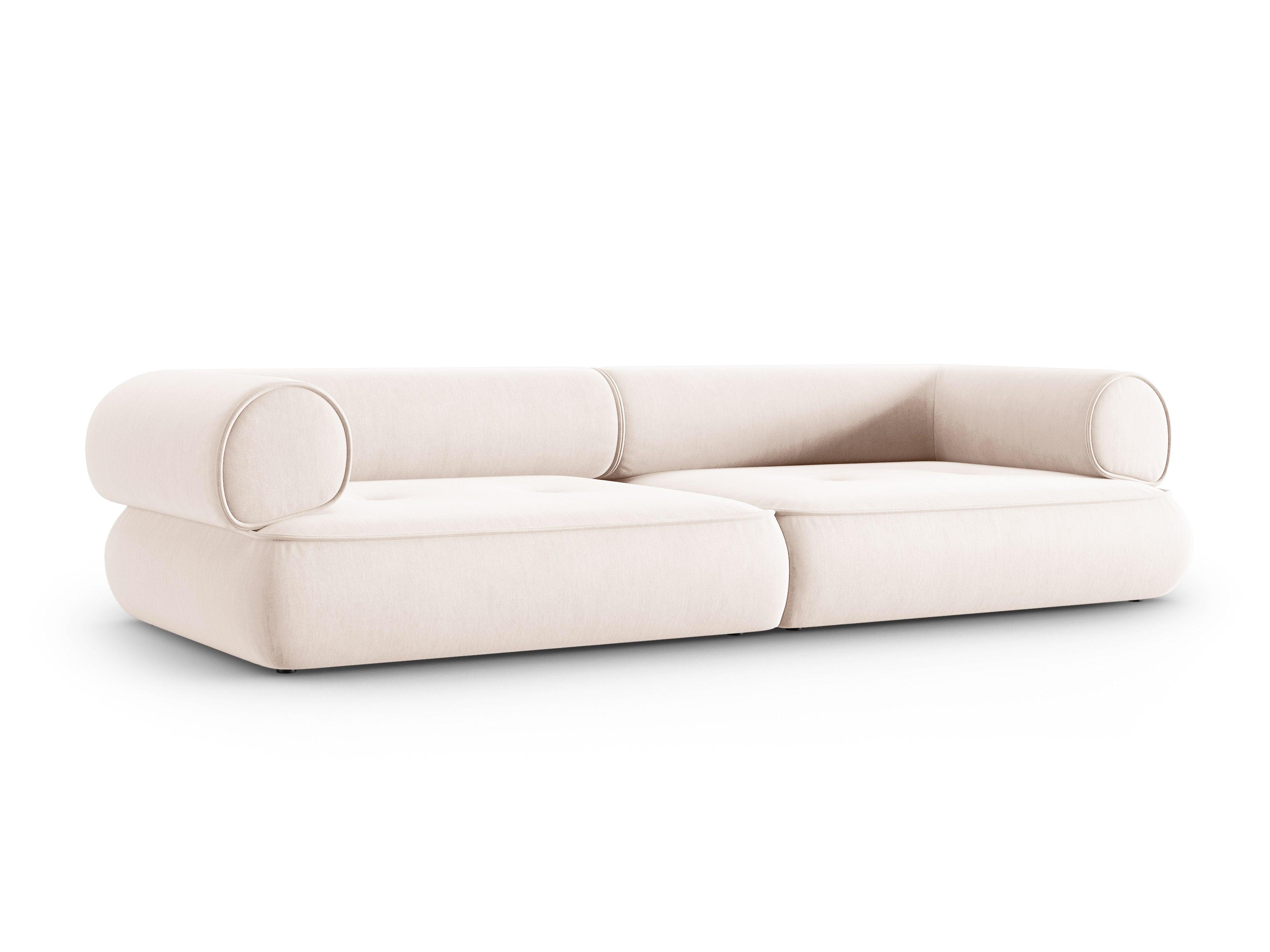 Sofa w tkaninie szenilowej 4-osobowa LILY jasnobeżowy Maison Heritage Eye on Design
