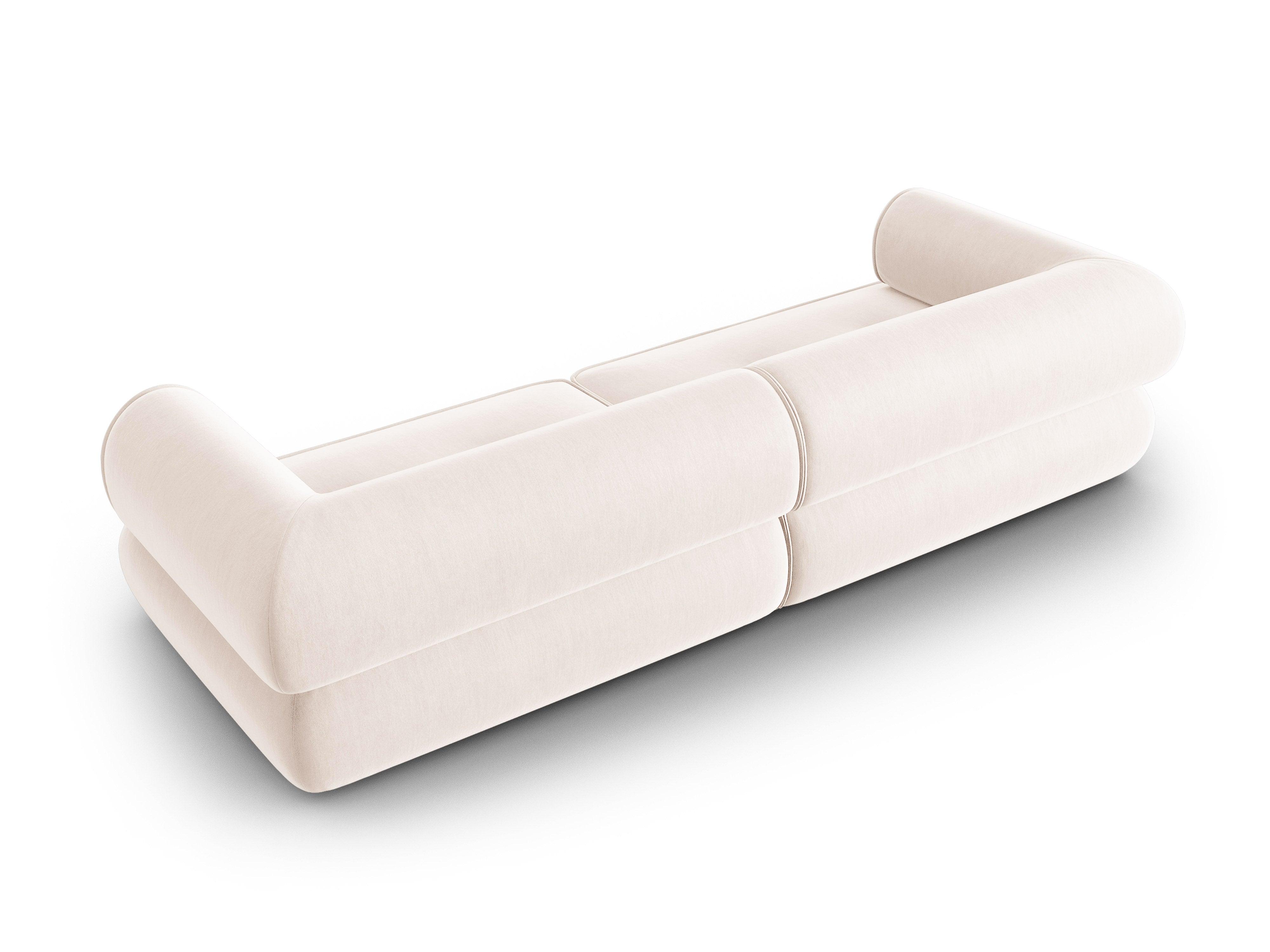 Sofa w tkaninie szenilowej 4-osobowa LILY jasnobeżowy Maison Heritage Eye on Design