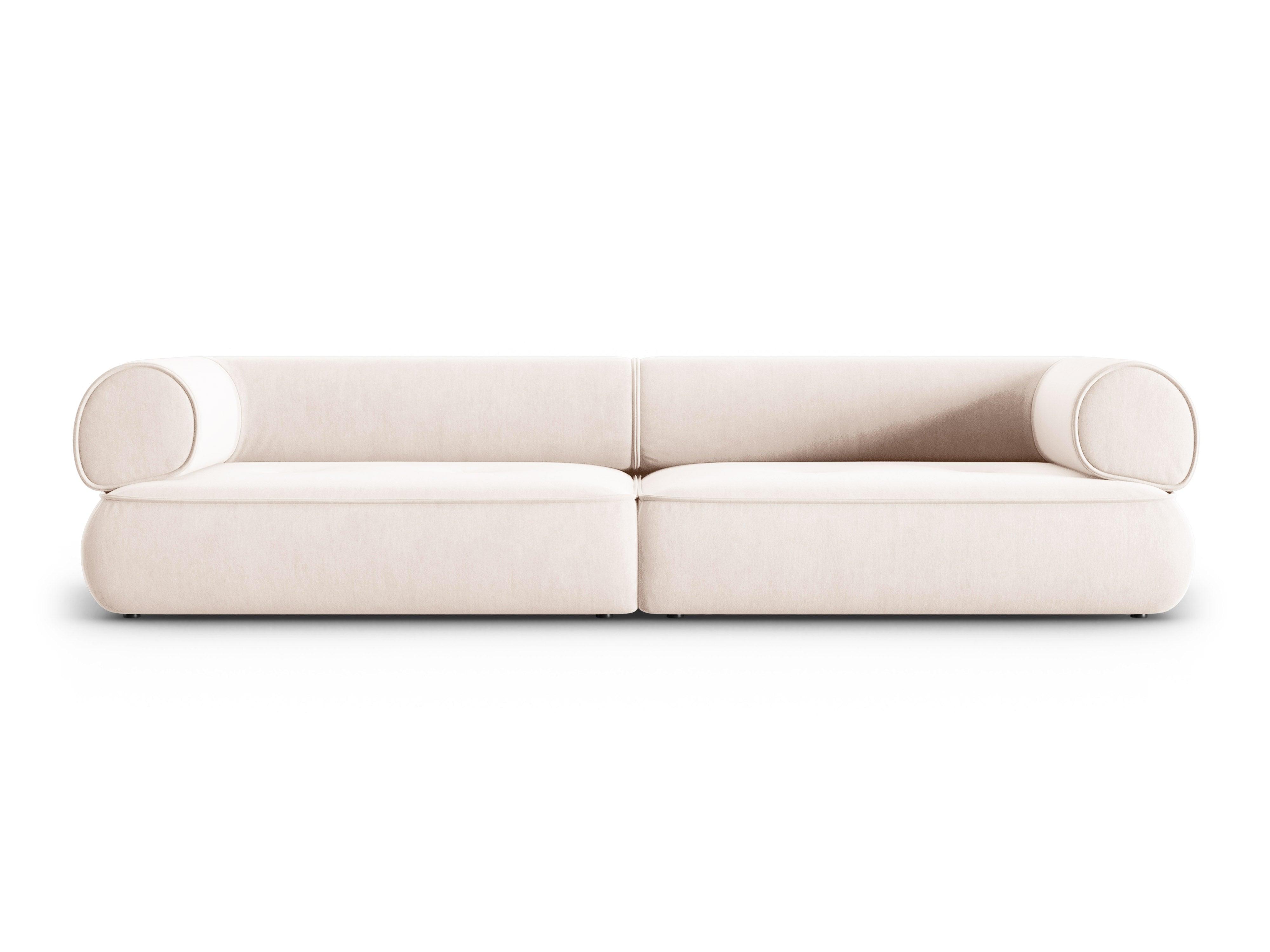 Sofa w tkaninie szenilowej 4-osobowa LILY jasnobeżowy Maison Heritage Eye on Design