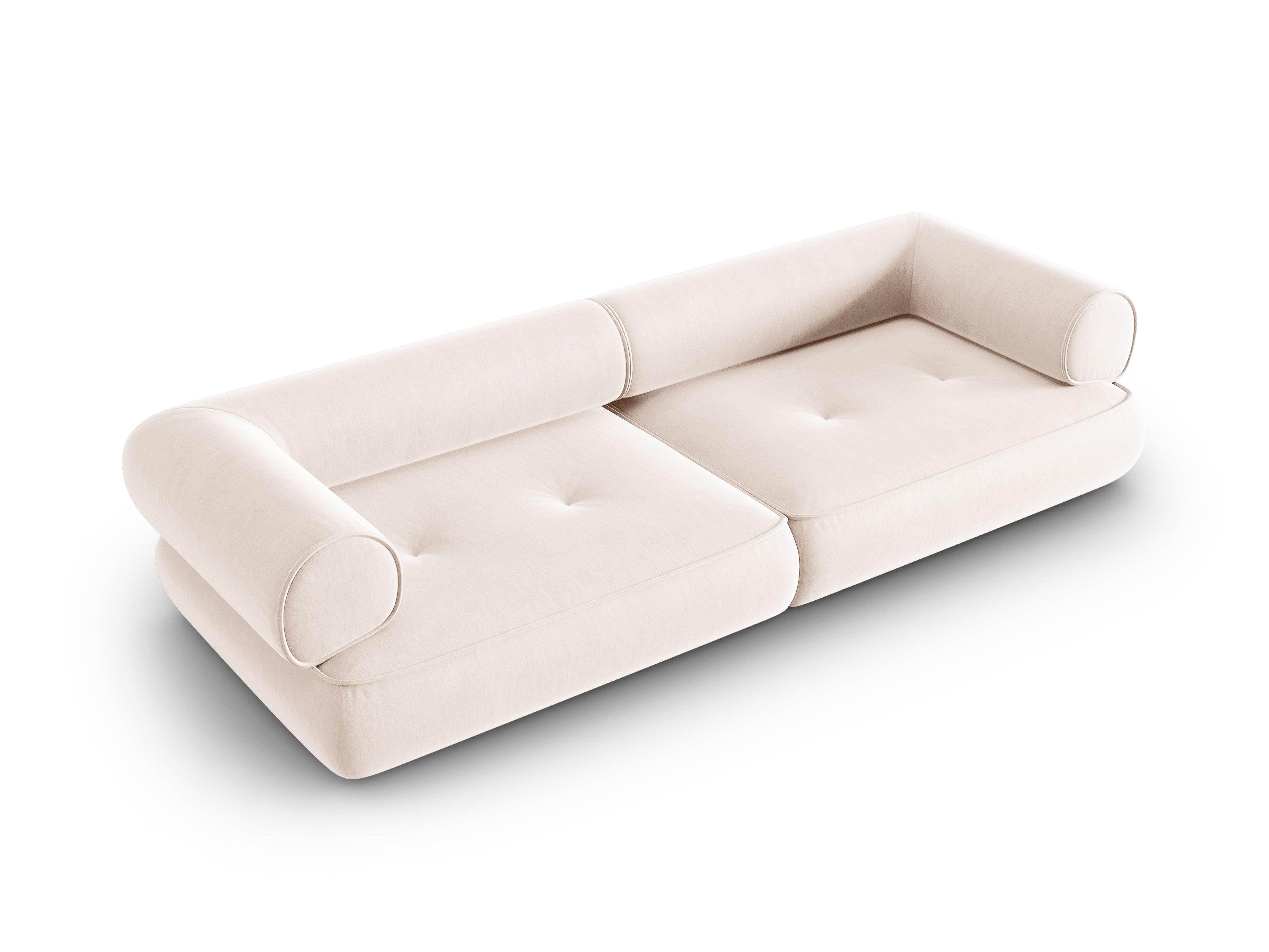 Sofa w tkaninie szenilowej 4-osobowa LILY jasnobeżowy Maison Heritage Eye on Design