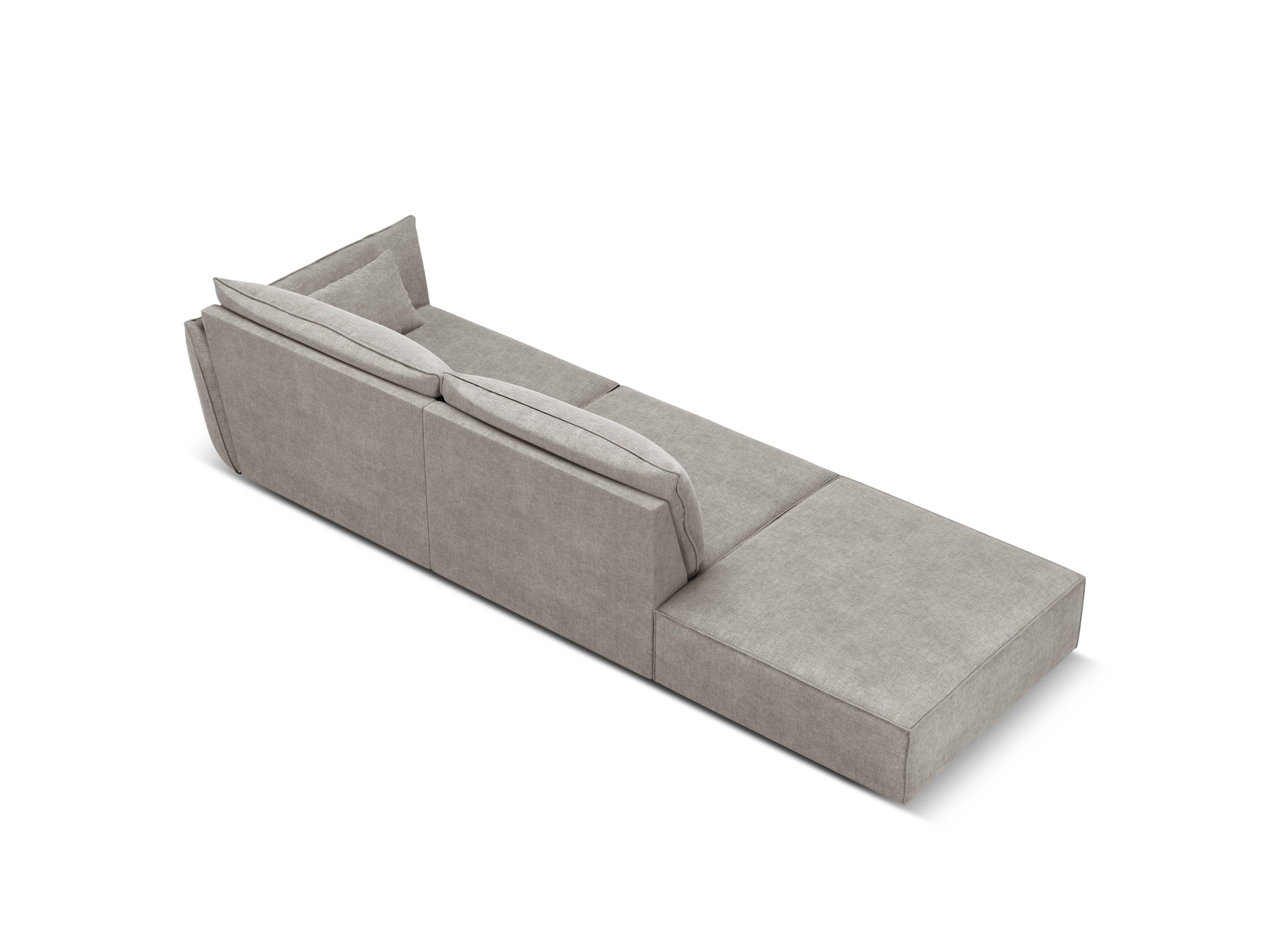 Sofa w tkaninie szenilowej lewostronna otwarta VANDA jasnoszary Mazzini Sofas Eye on Design