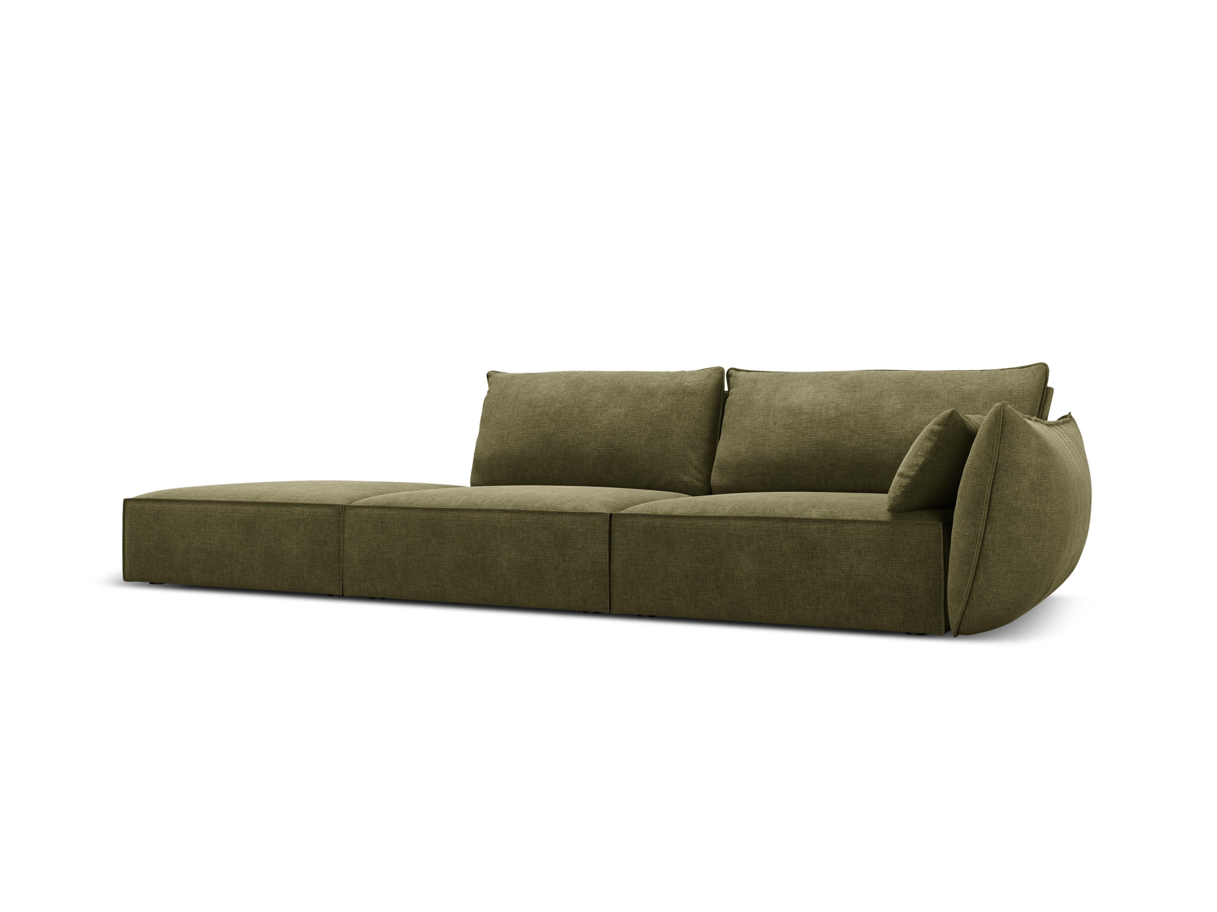 Sofa w tkaninie szenilowej lewostronna otwarta VANDA zielony Mazzini Sofas Eye on Design