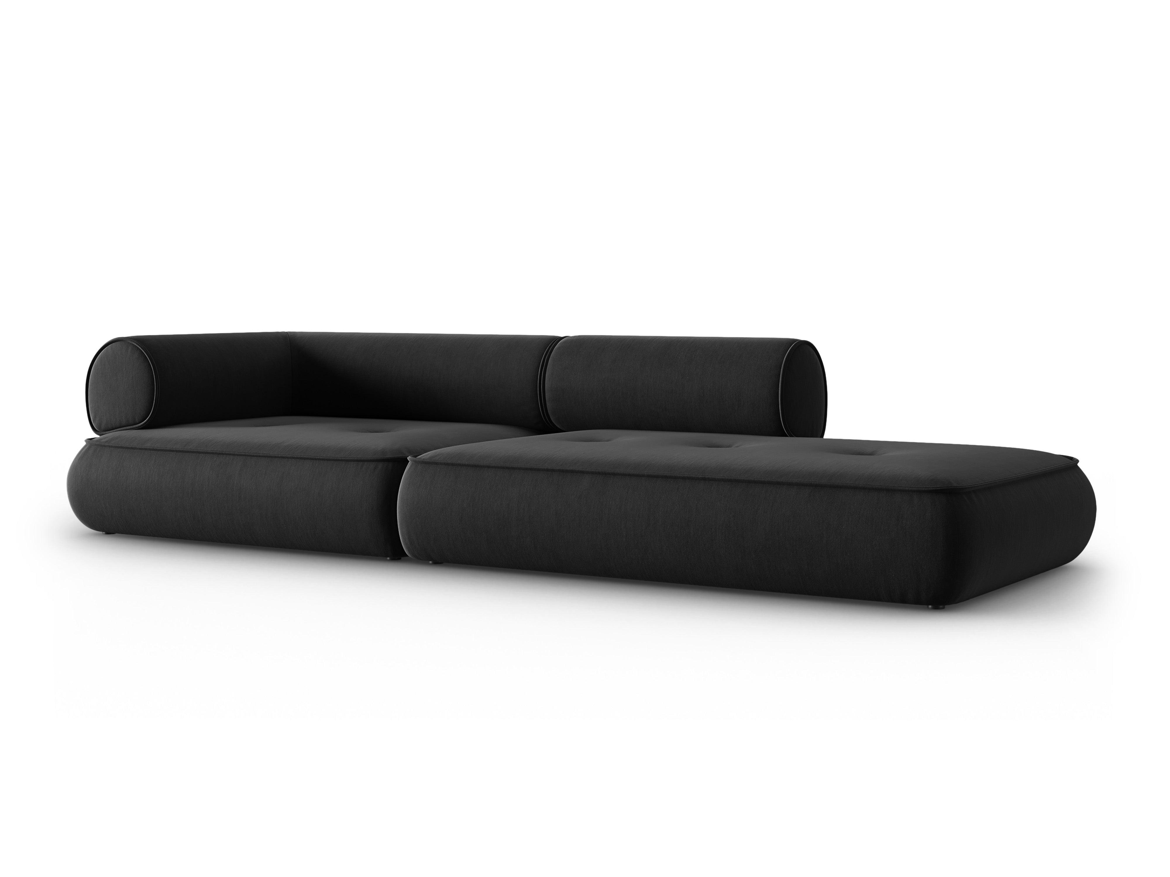Sofa w tkaninie szenilowej otwarta prawostronna LILY antracytowy Maison Heritage Eye on Design