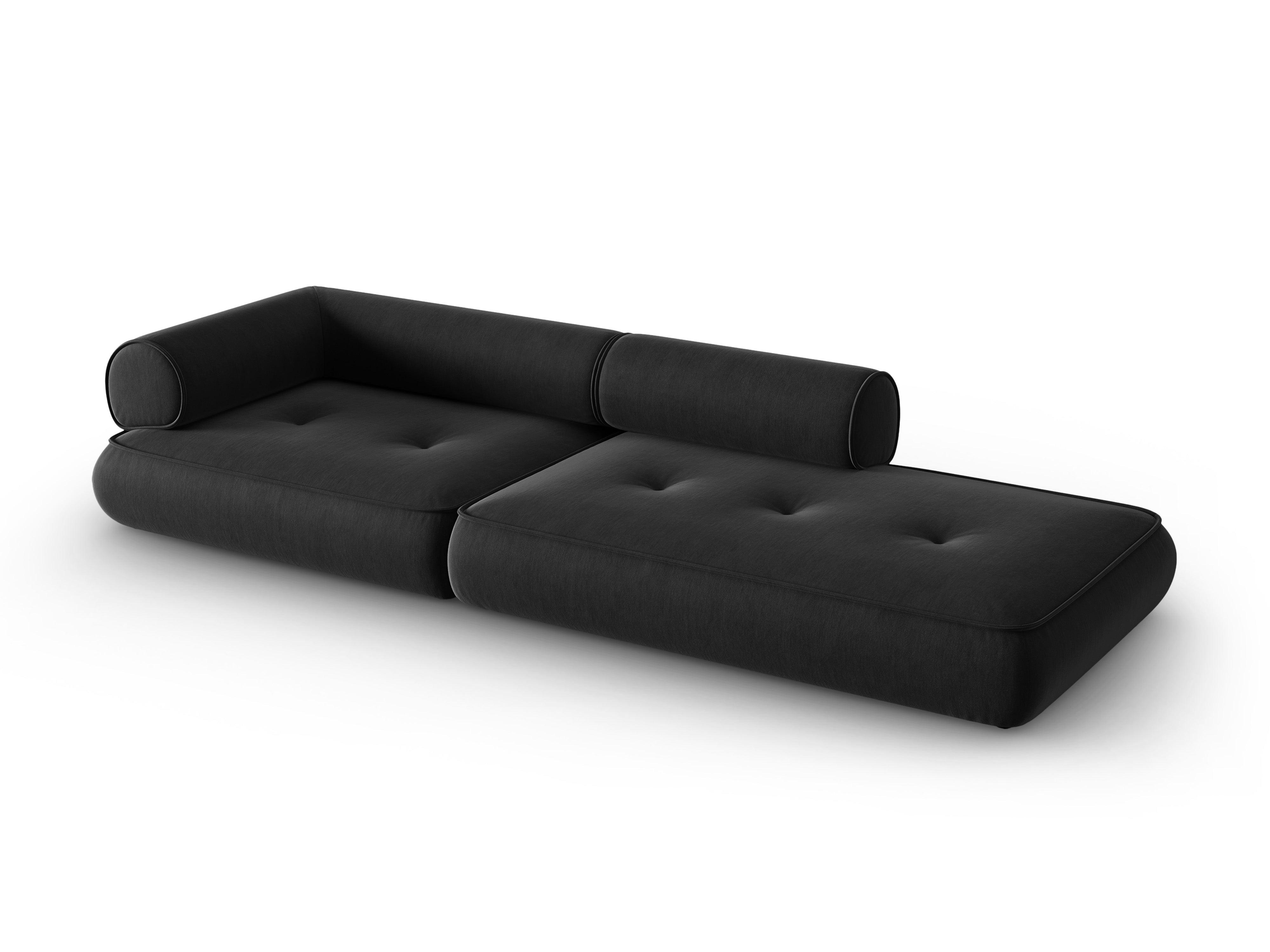 Sofa w tkaninie szenilowej otwarta prawostronna LILY antracytowy Maison Heritage Eye on Design