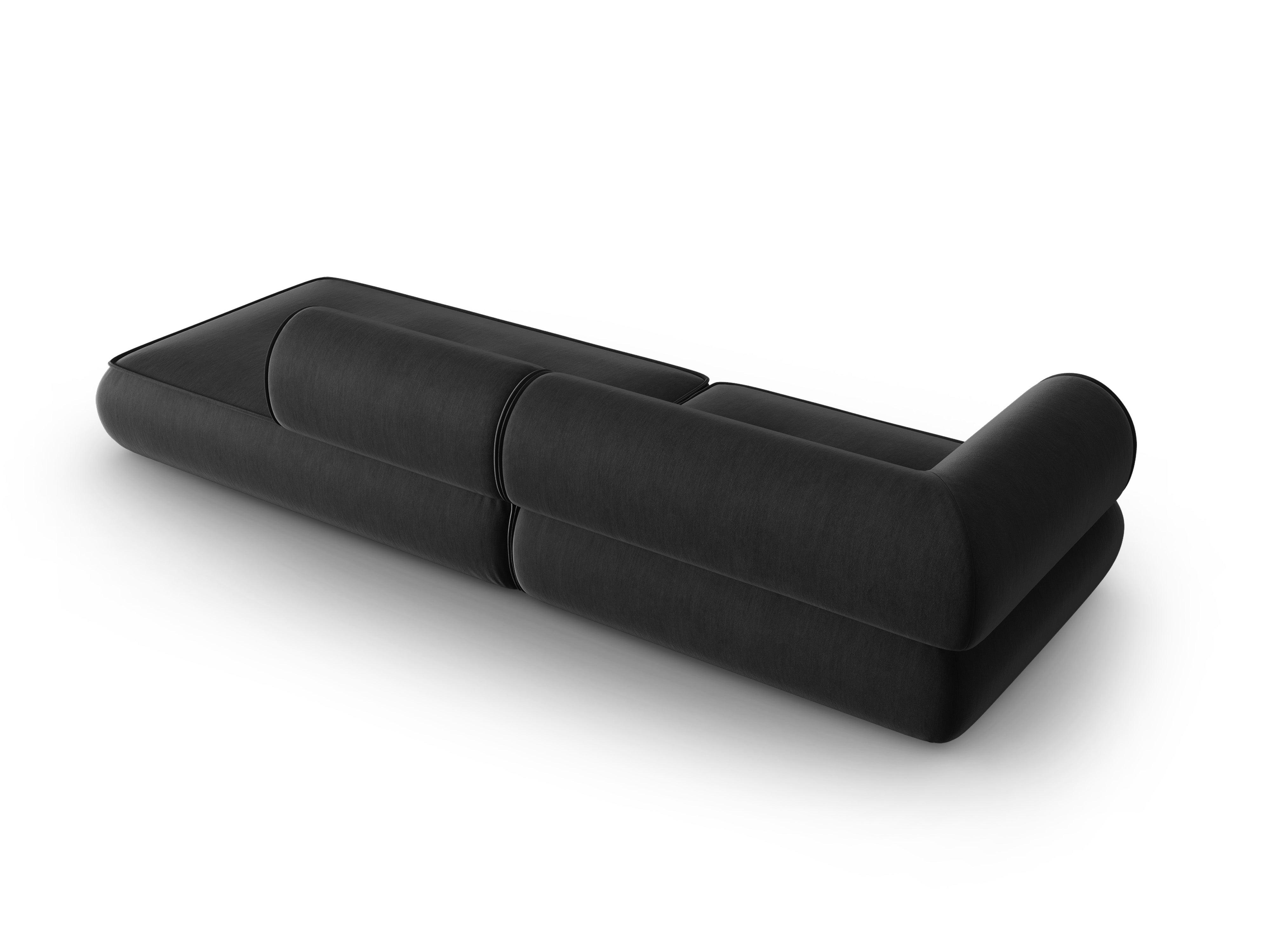 Sofa w tkaninie szenilowej otwarta prawostronna LILY antracytowy Maison Heritage Eye on Design