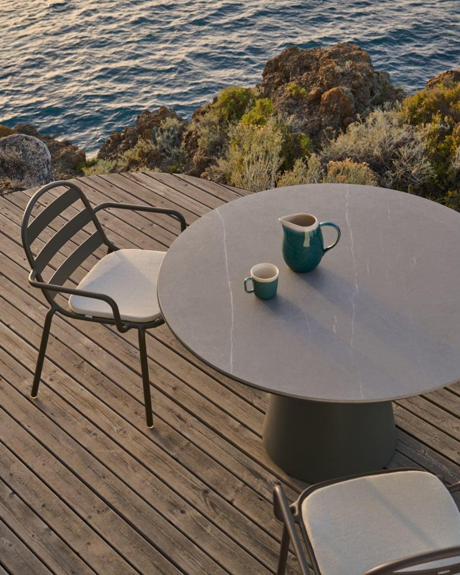 stół okrągły ogrodowy TUDOS szary z ceramicznym blatem La Forma Eye on Design