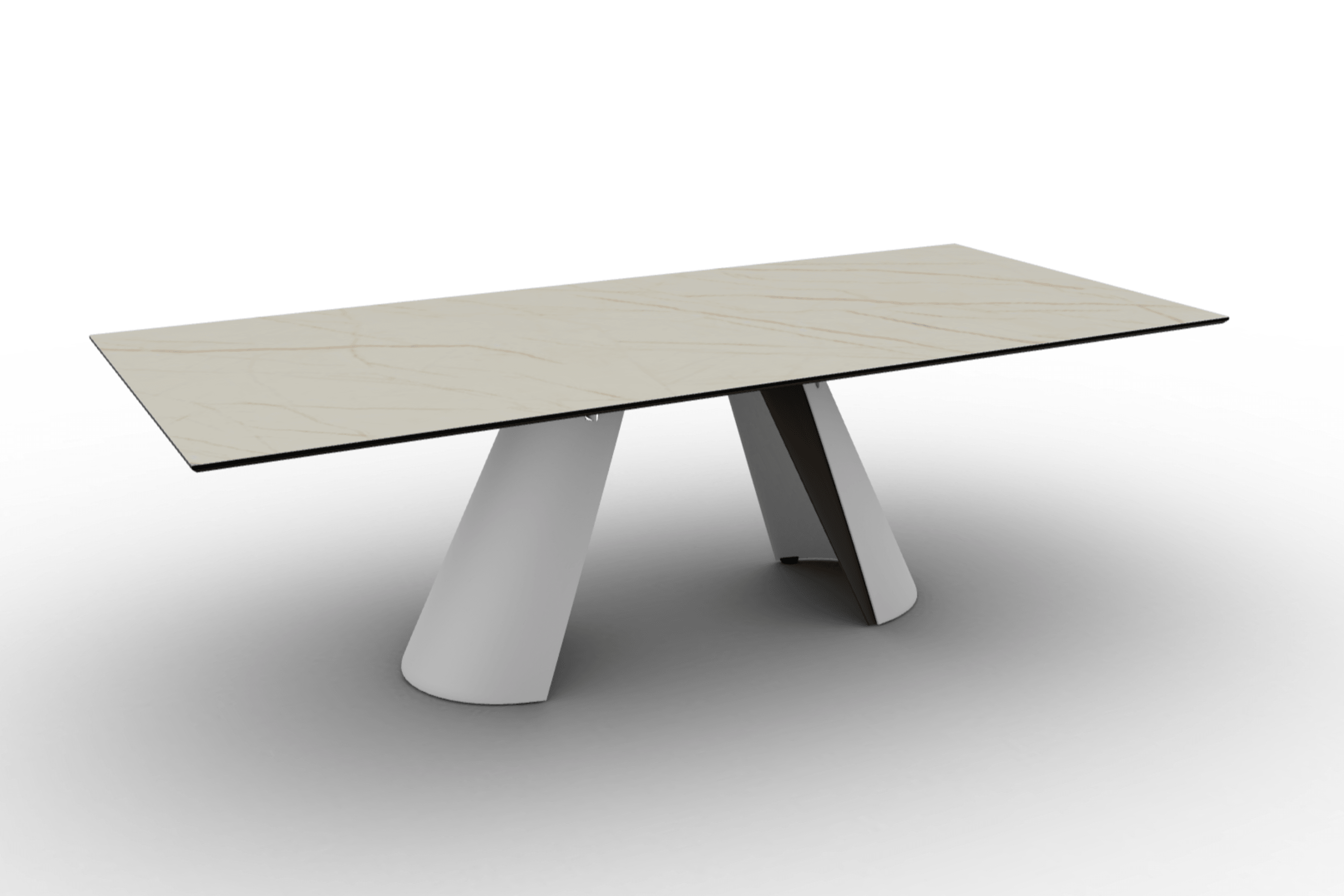 Stół prostokątny APIAN złoty marmur Calligaris matowa biel matowy brąz Eye on Design