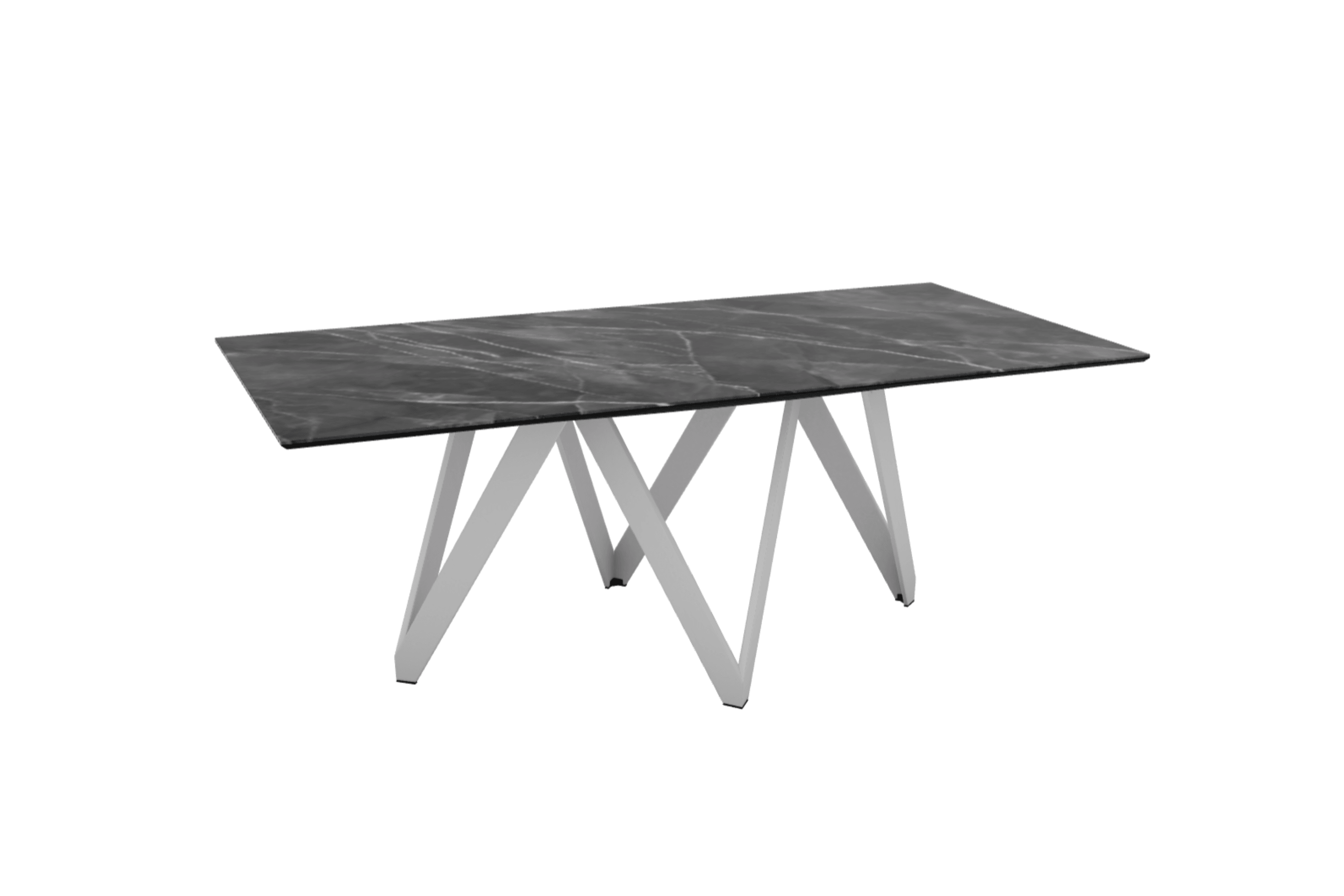 Stół prostokątny CARTESIO antracytowy marmur z metalową podstawą Calligaris 200 cm matowa biel Eye on Design