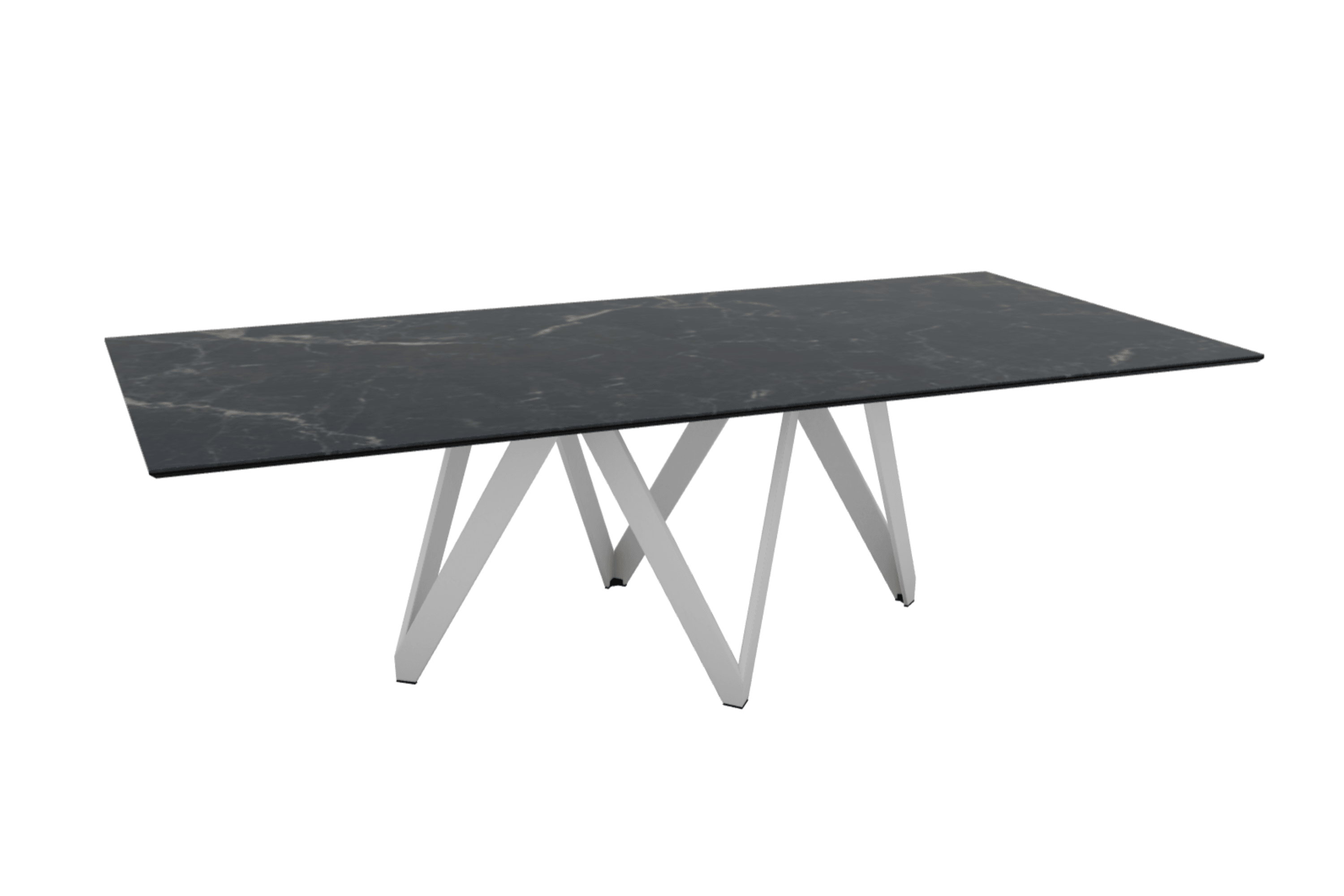 Stół prostokątny CARTESIO czarny marmur z metalową podstawą Calligaris 250 cm matowa biel Eye on Design