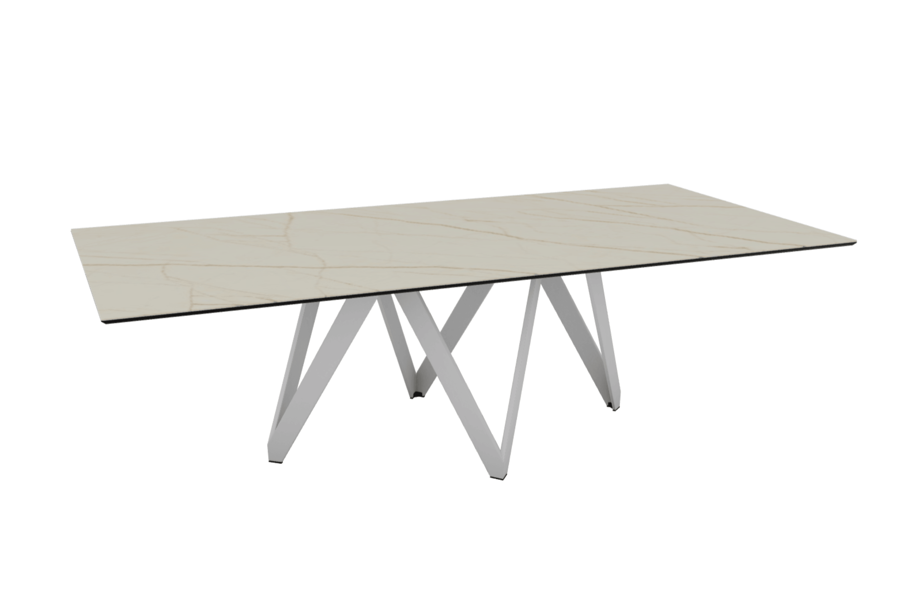 Stół prostokątny CARTESIO złoty marmur z metalową podstawą Calligaris 250 cm matowa biel Eye on Design