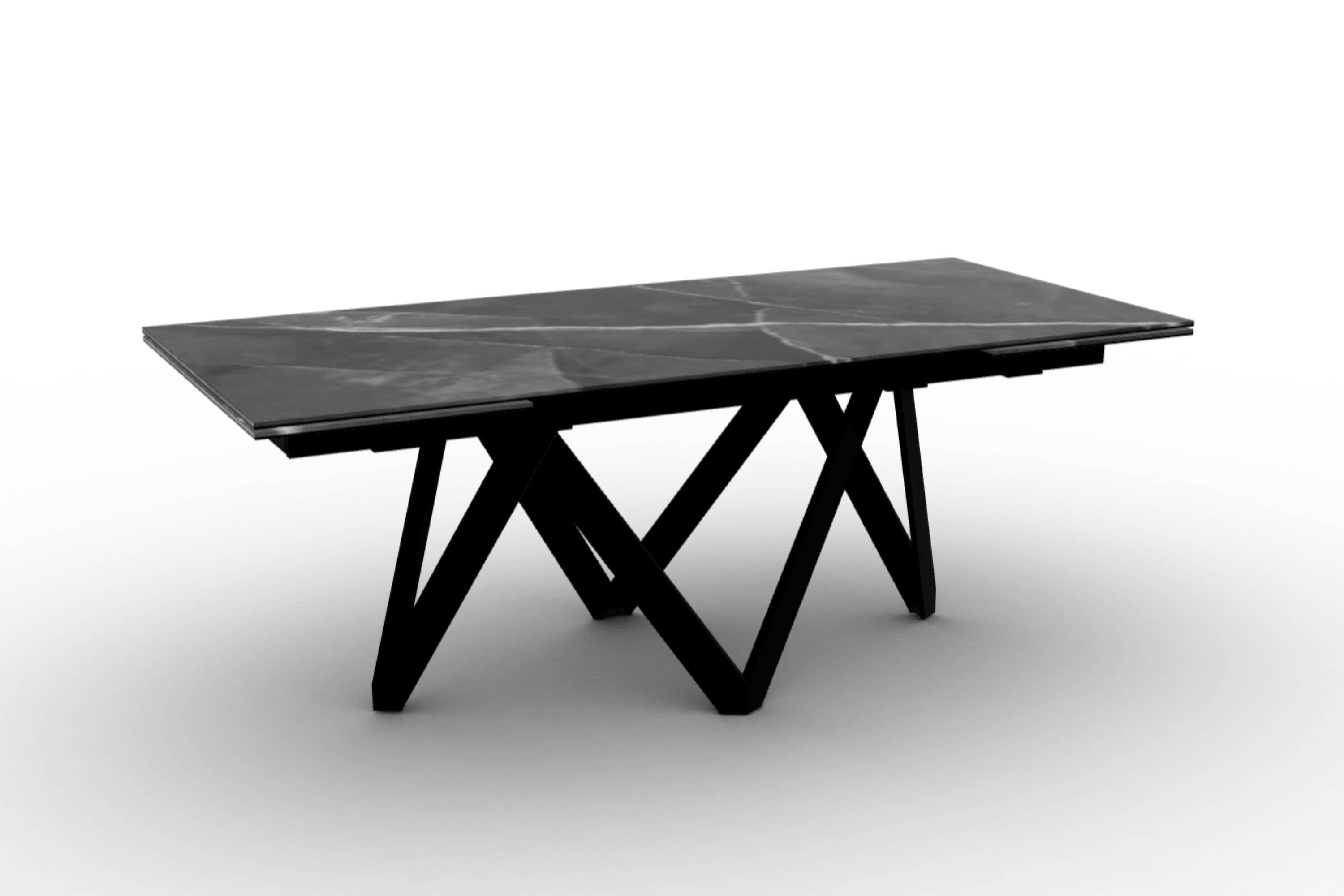 Stół prostokątny rozkładany CARTESIO antracytowy marmur Calligaris 200 cm czarny matowy metal Eye on Design