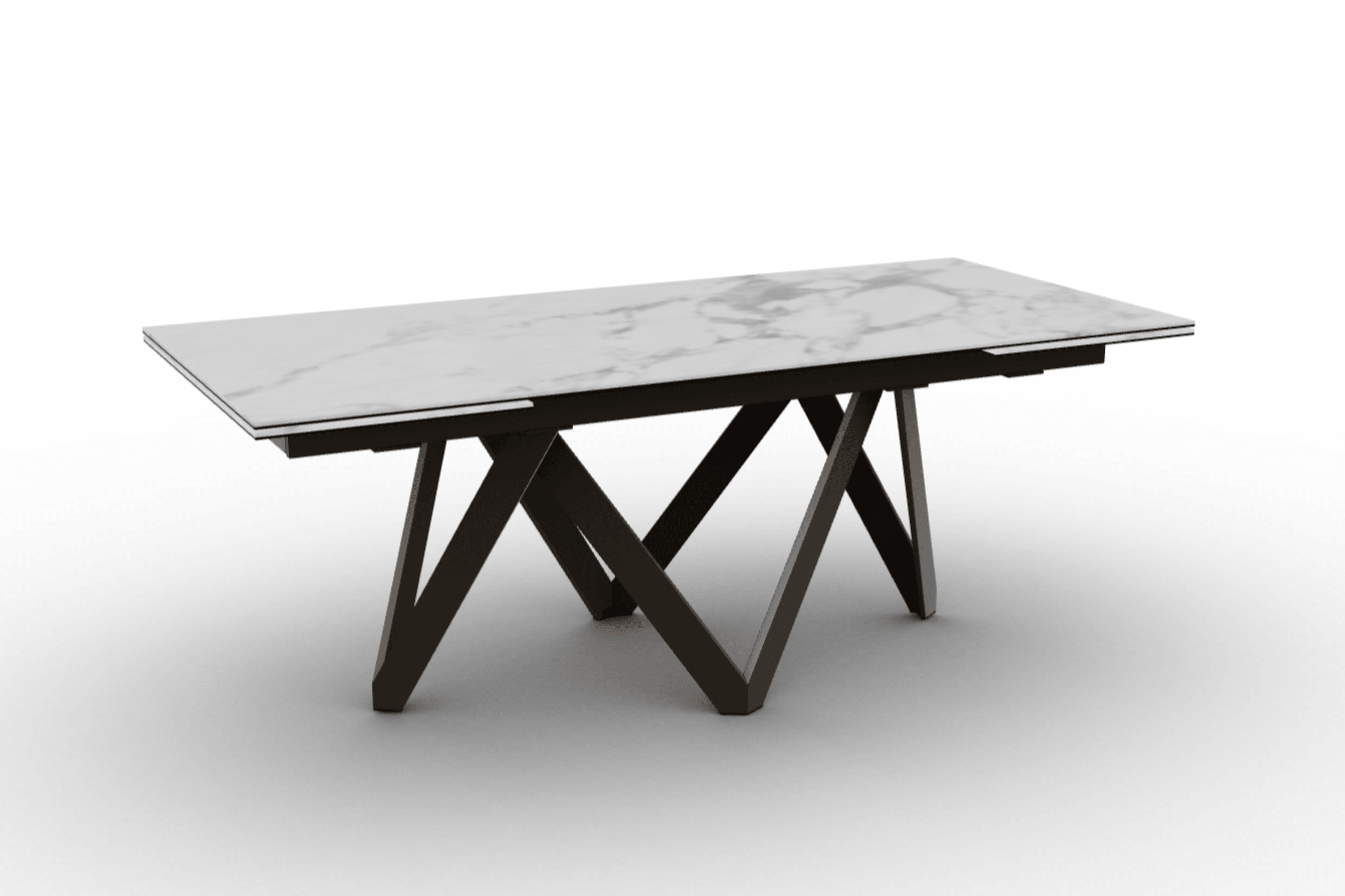 Stół prostokątny rozkładany CARTESIO biały marmur Calligaris 200 cm brązowy matowy metal Eye on Design