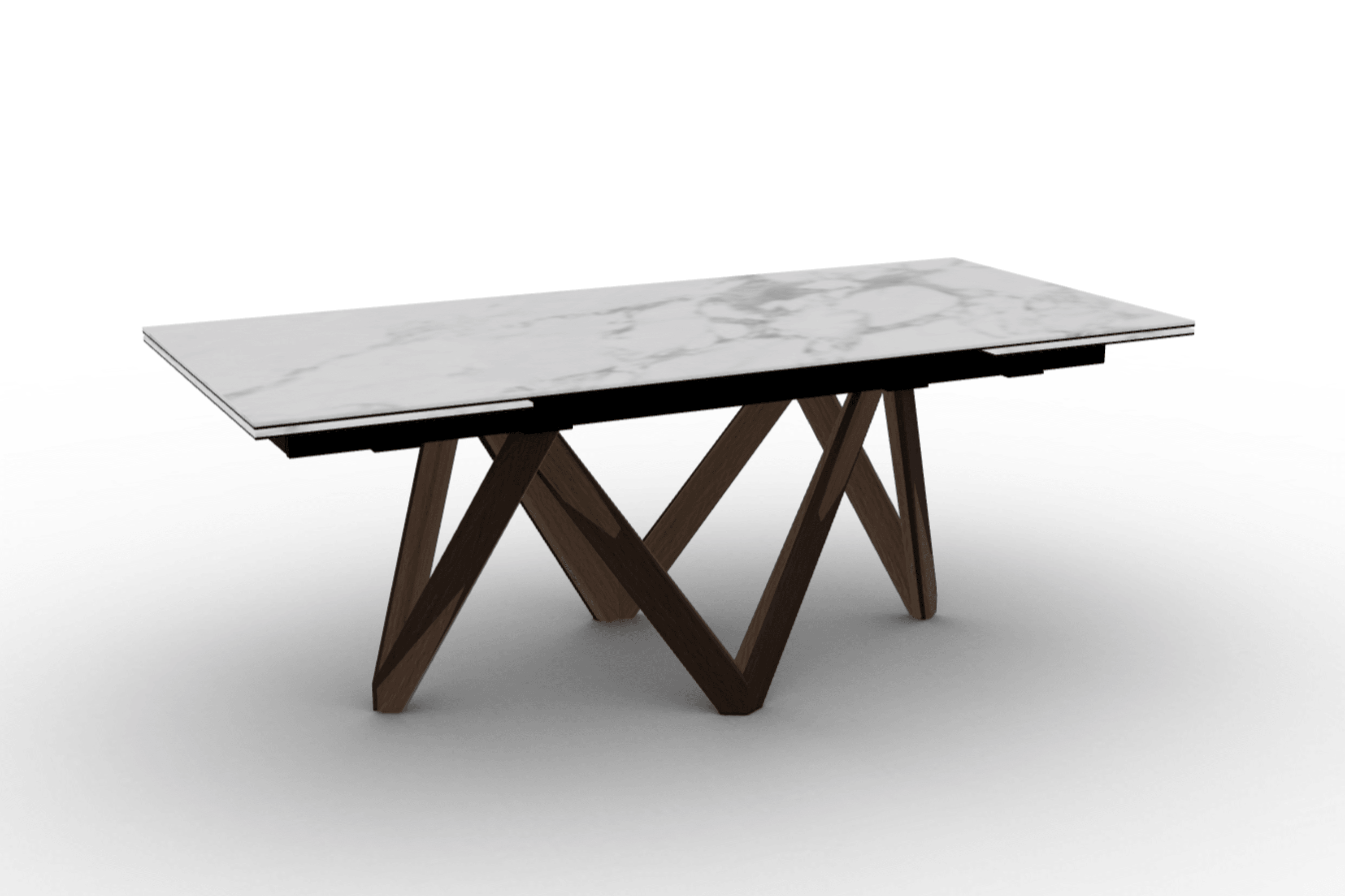 Stół prostokątny rozkładany CARTESIO biały marmur Calligaris 200 cm ciemnobrązowe drewno Eye on Design