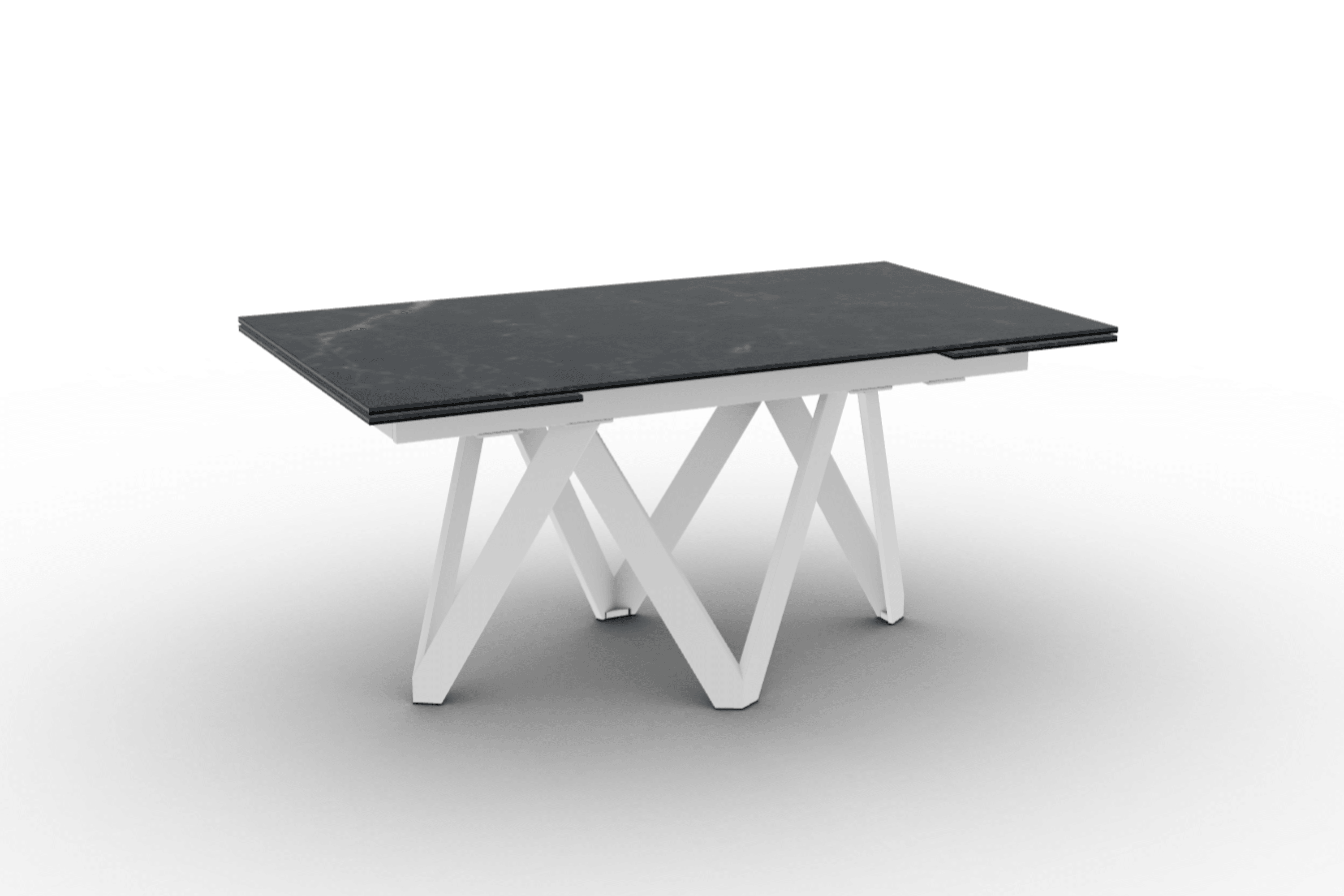 Stół prostokątny rozkładany CARTESIO czarny marmur Calligaris 160 cm biały matowy metal Eye on Design