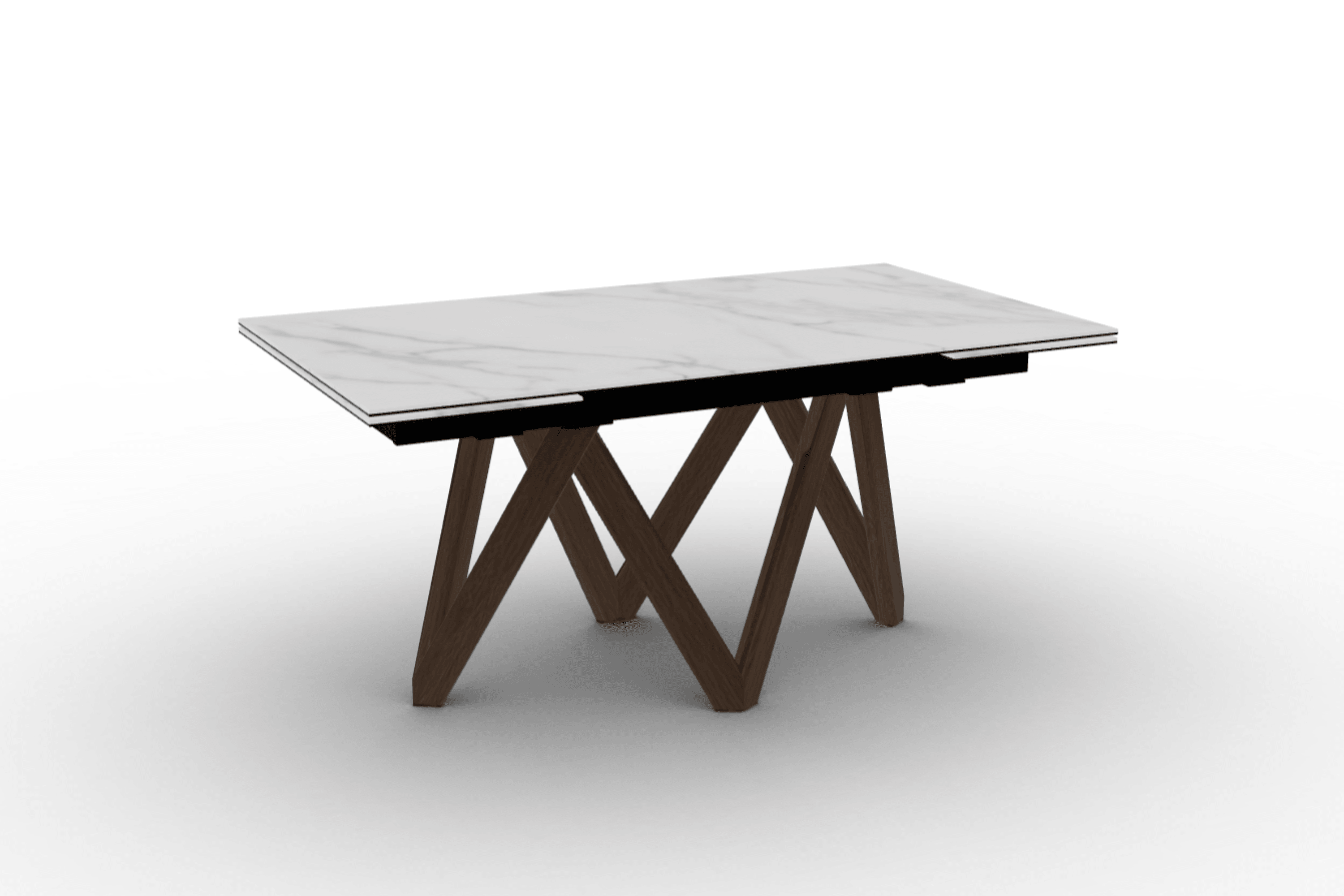 Stół prostokątny rozkładany CARTESIO kremowy marmur Calligaris 160 cm ciemnobrązowe drewno Eye on Design