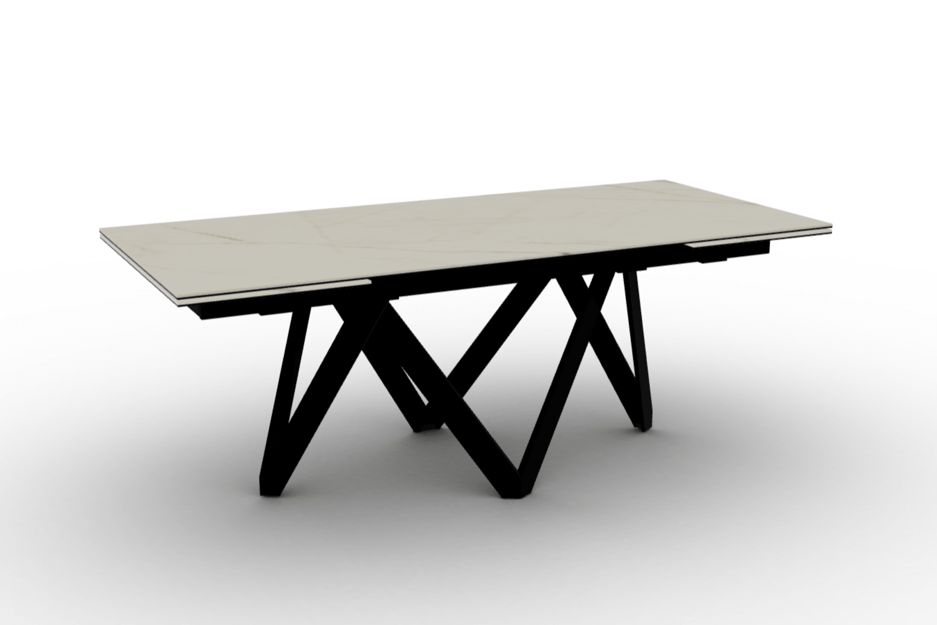 Stół prostokątny rozkładany CARTESIO złoty marmur Calligaris 200 cm czarne matowe drewno Eye on Design