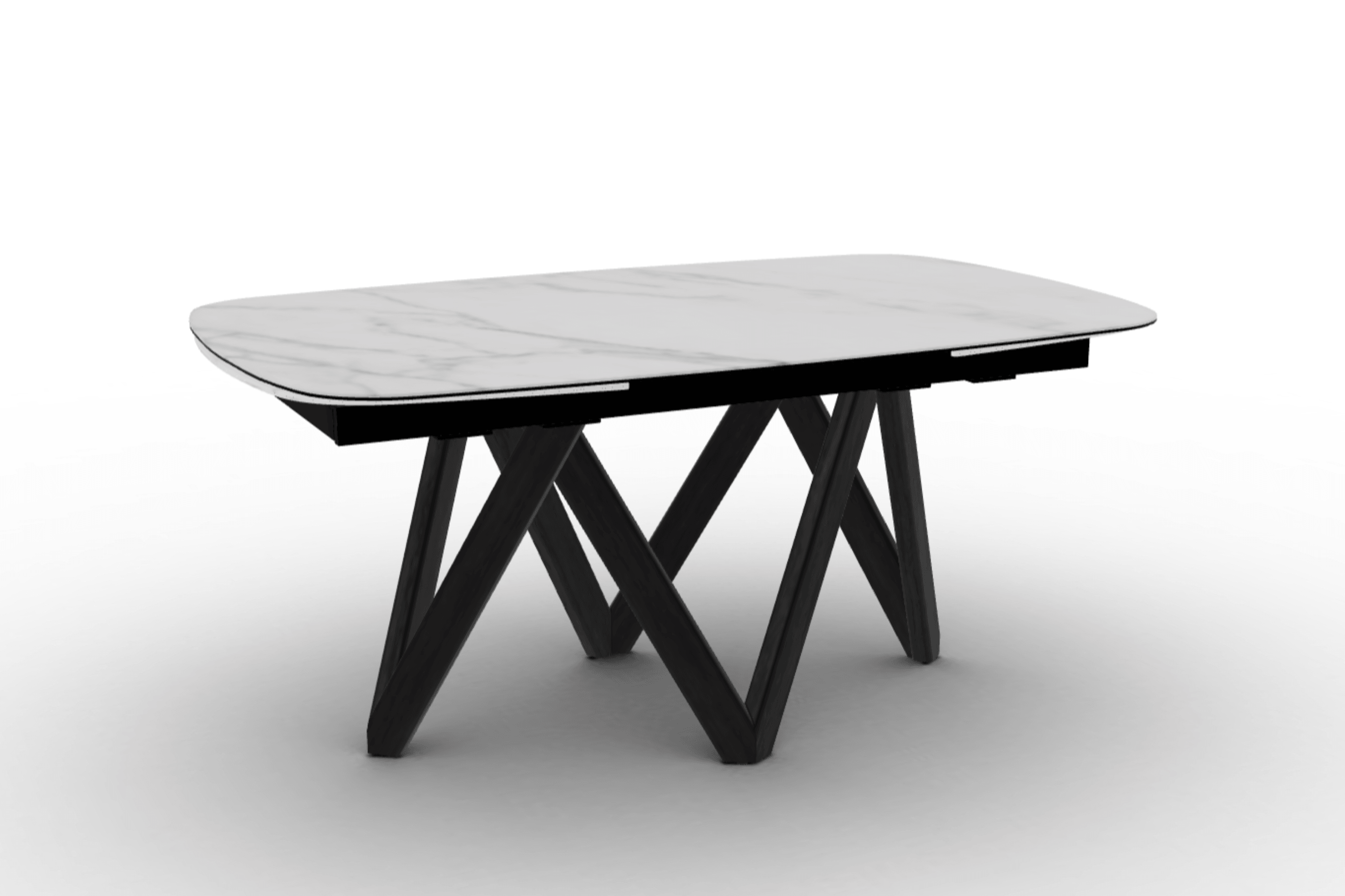 Stół rozkładany CARTESIO kremowy marmur Calligaris 165 cm czarne matowe drewno Eye on Design