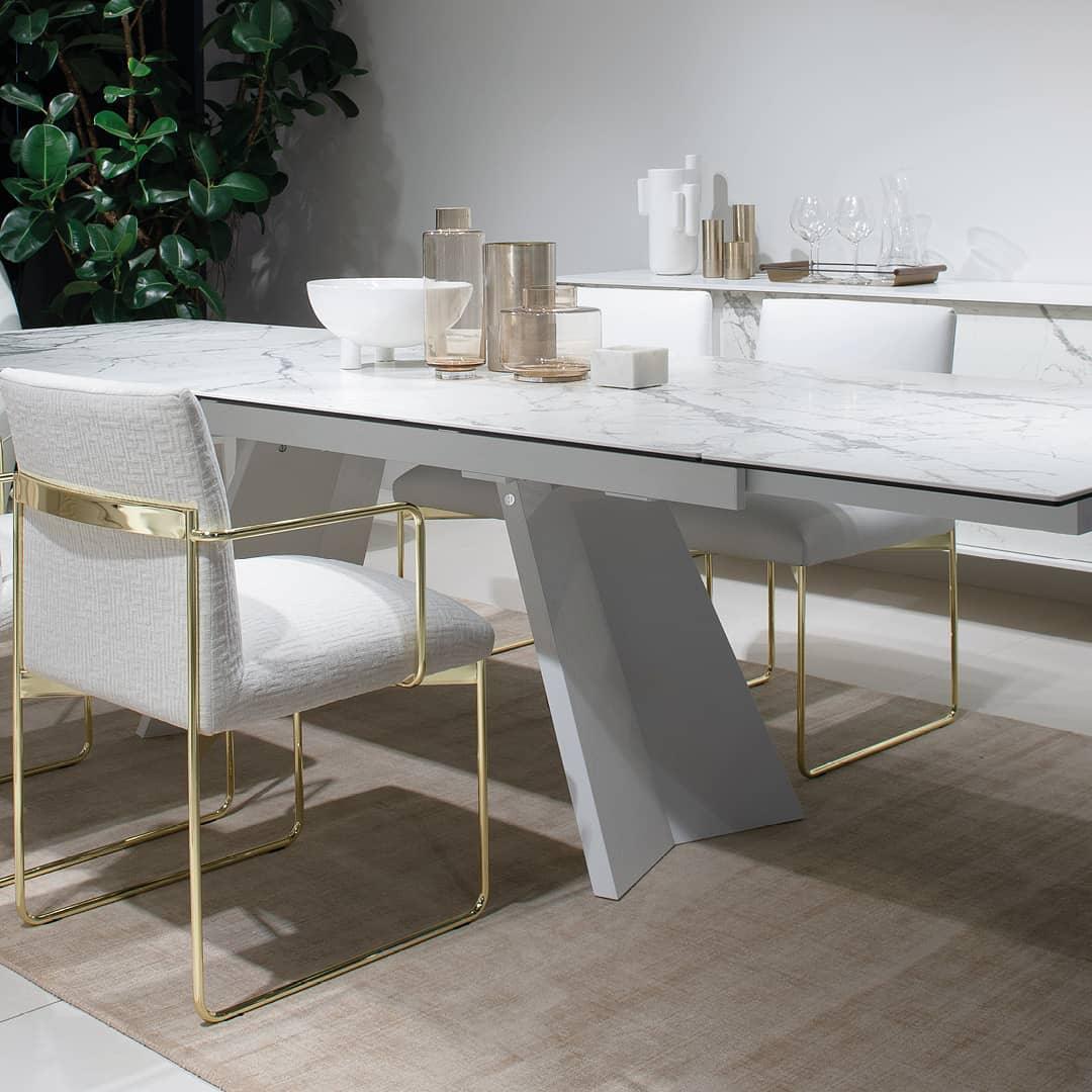 Stół rozkładany ICARO brązowa ceramika – drewno, Calligaris