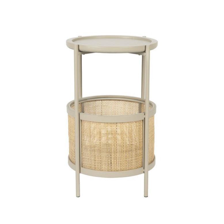 Stolik boczny MAKOTO piaskowy z rattanem White Label Living Eye on Design