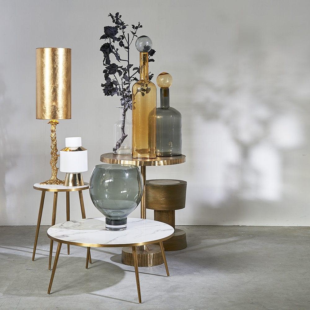 Stolik boczny MARBLE LOOK biały ze złotą podstawą Pols Potten Eye on Design