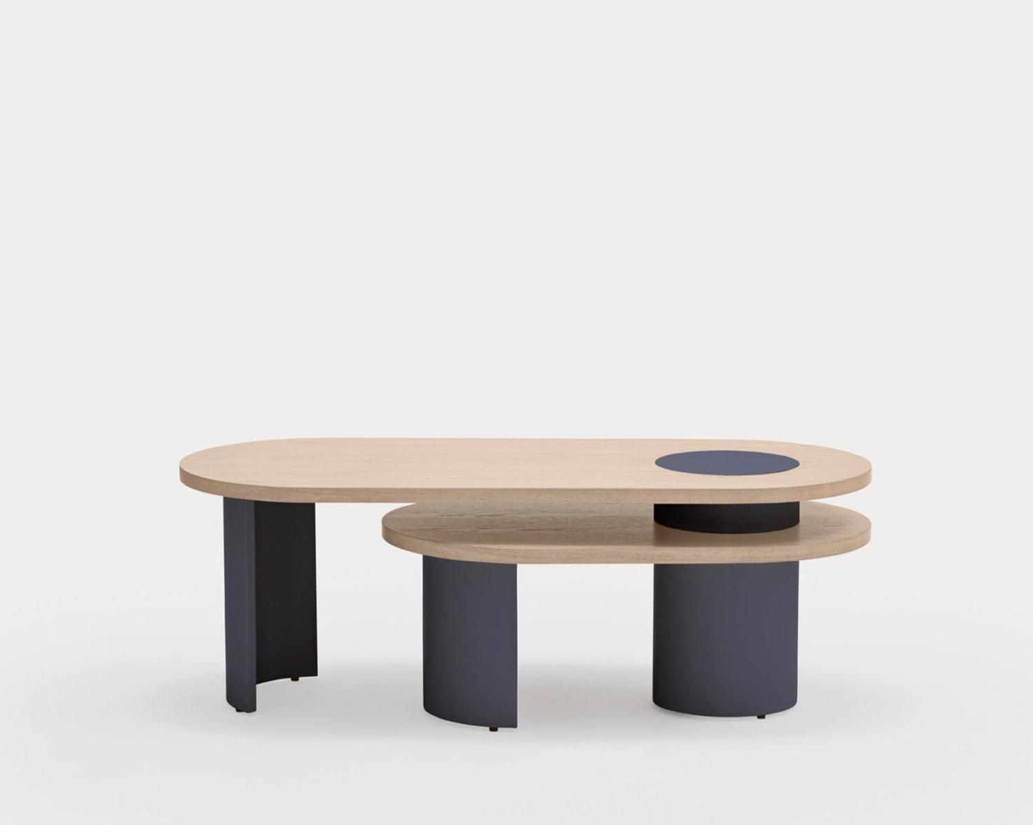 Stolik kawowy NORI granatowy z jasnym blatem Teulat Eye on Design