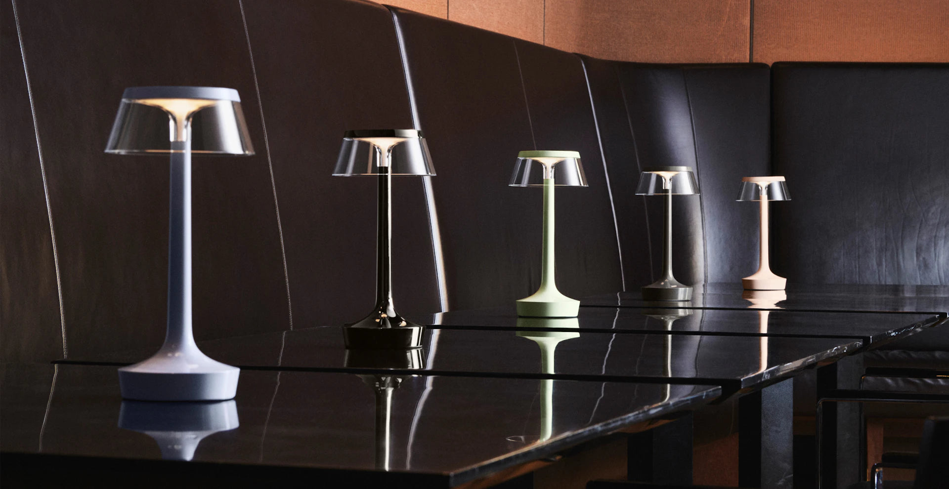 Tragbare Lampe BON JOUR UNPLUGGED blau mit transparentem Schirm